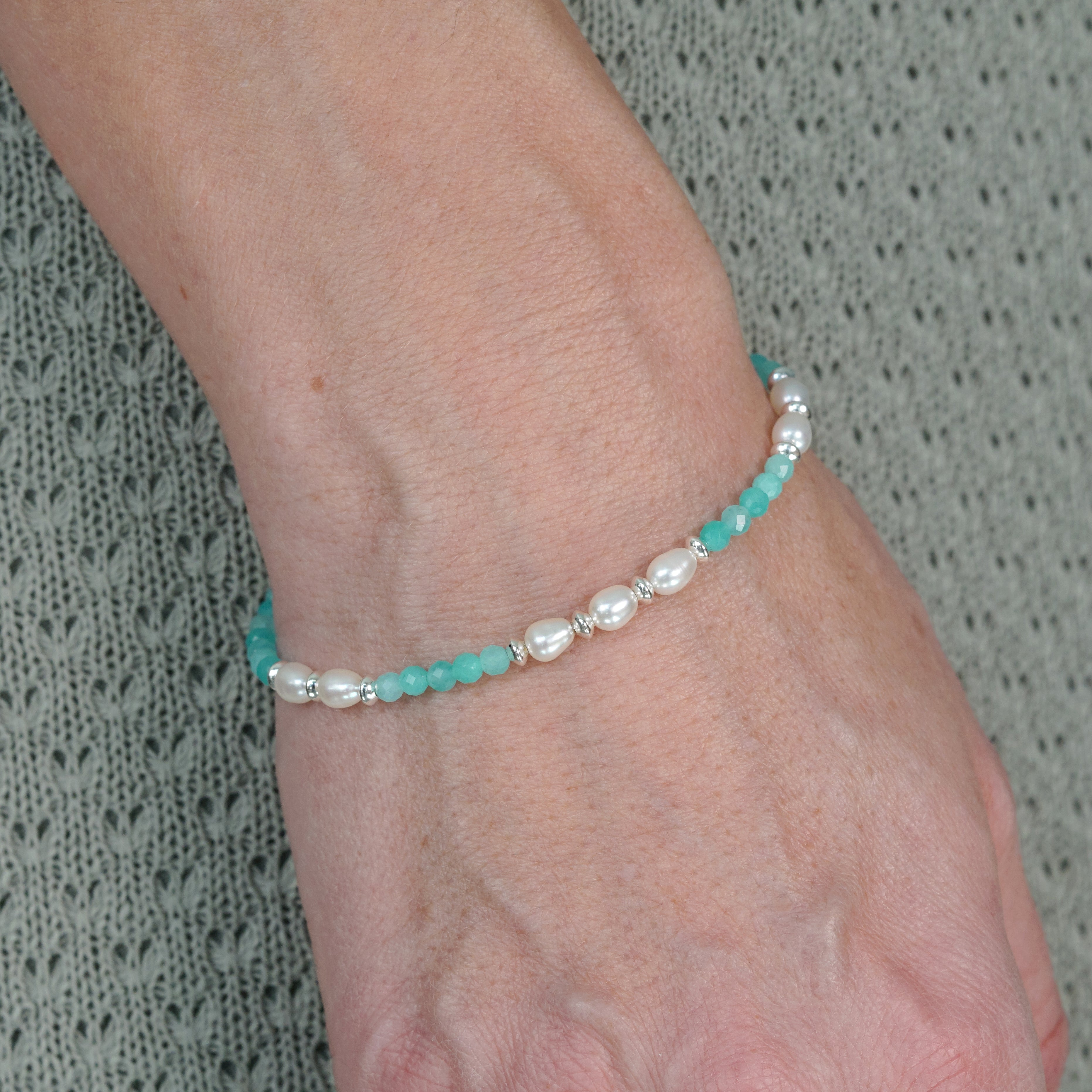 Azure Bracelet | Amazonite, Pearls & Sterling Silver