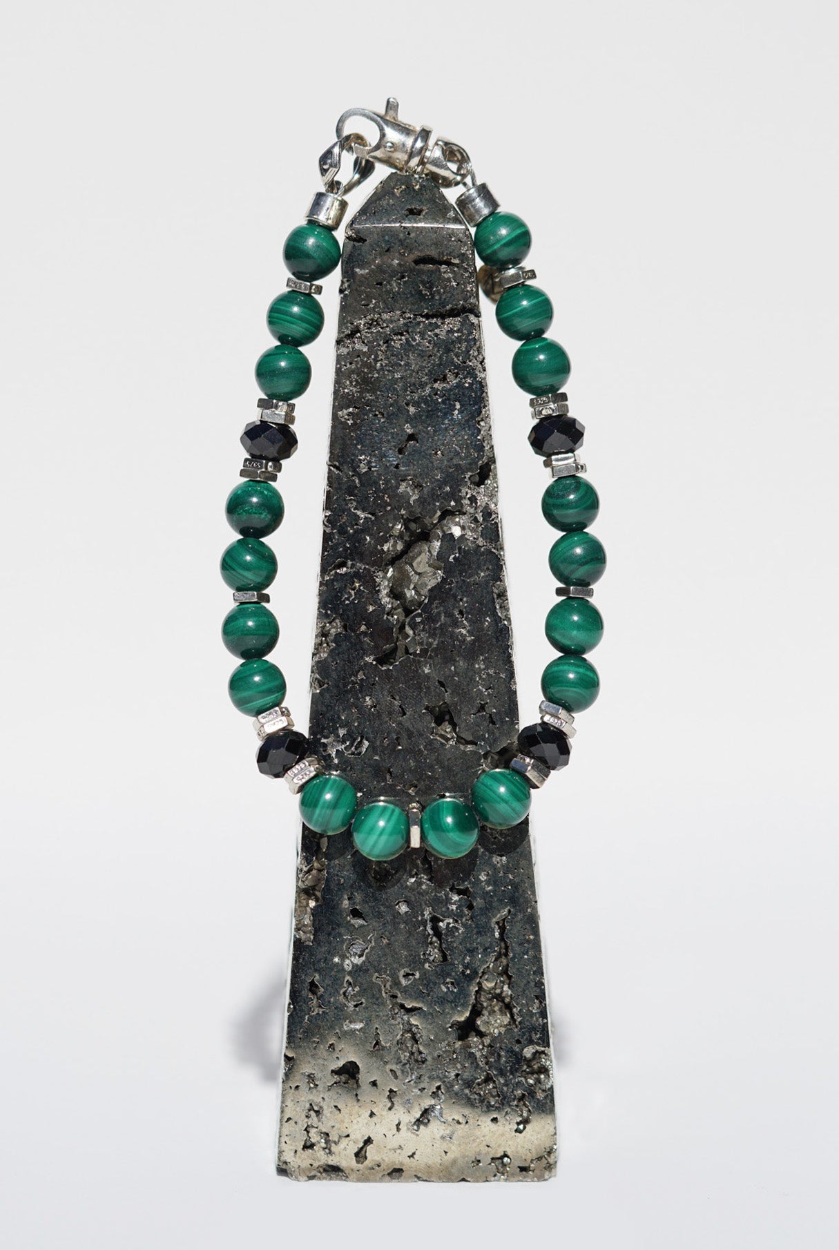 Vector Bracelet | Malachite, Black Spinel & Sterling Silver