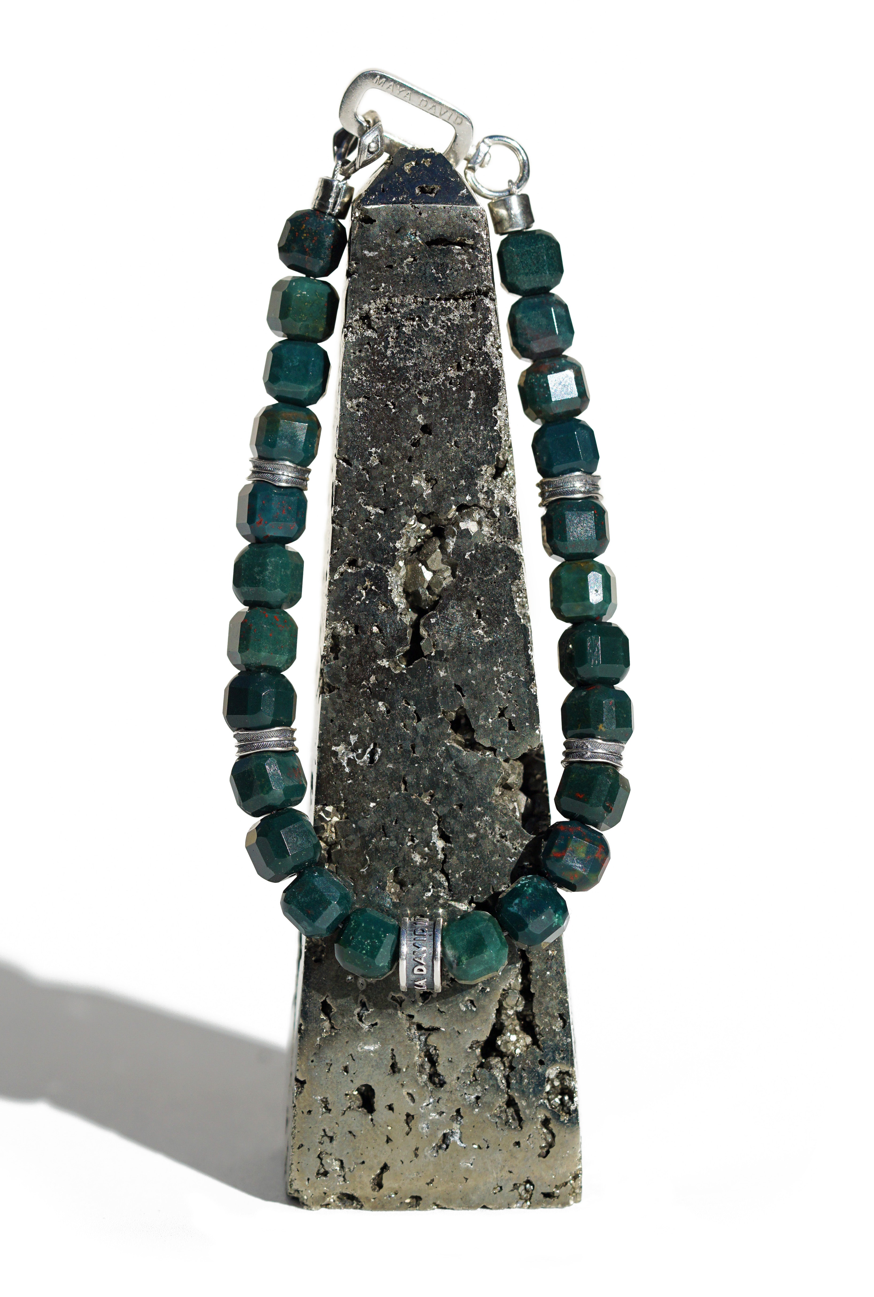 Eclipse Bracelet | Green Bloodstone & Sterling Silver