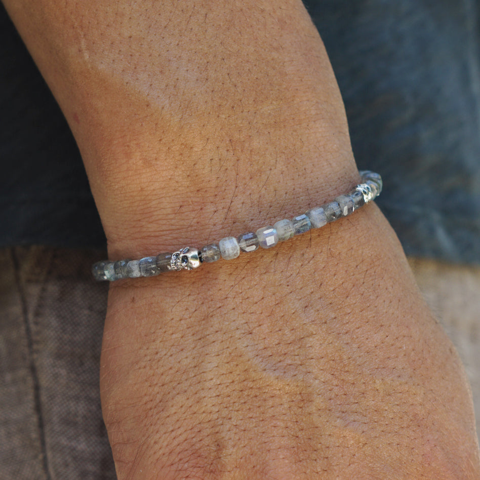 Phantom Ice Bracelet | Labradorite, Skull & Sterling Silver