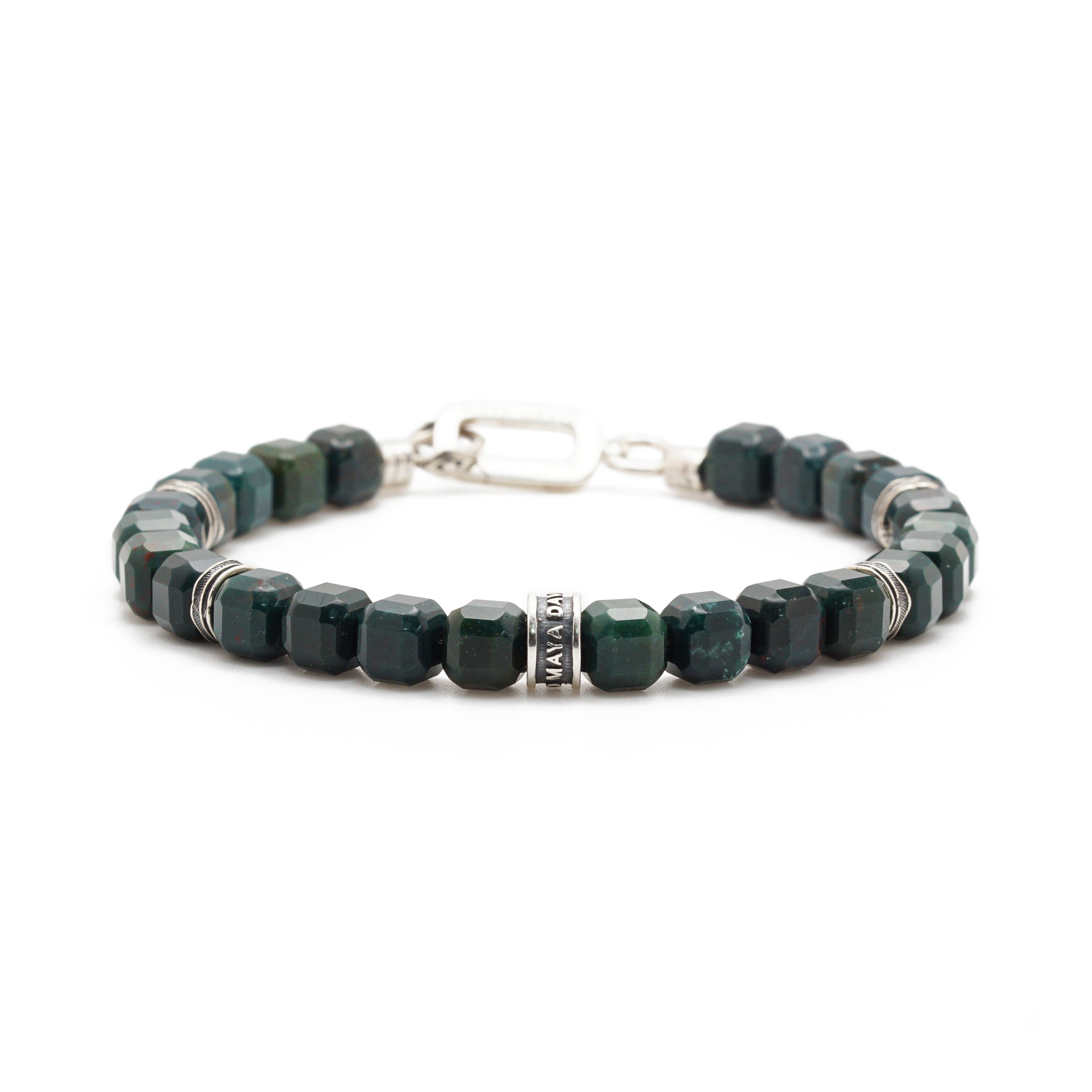 Eclipse Bracelet | Green Bloodstone & Sterling Silver