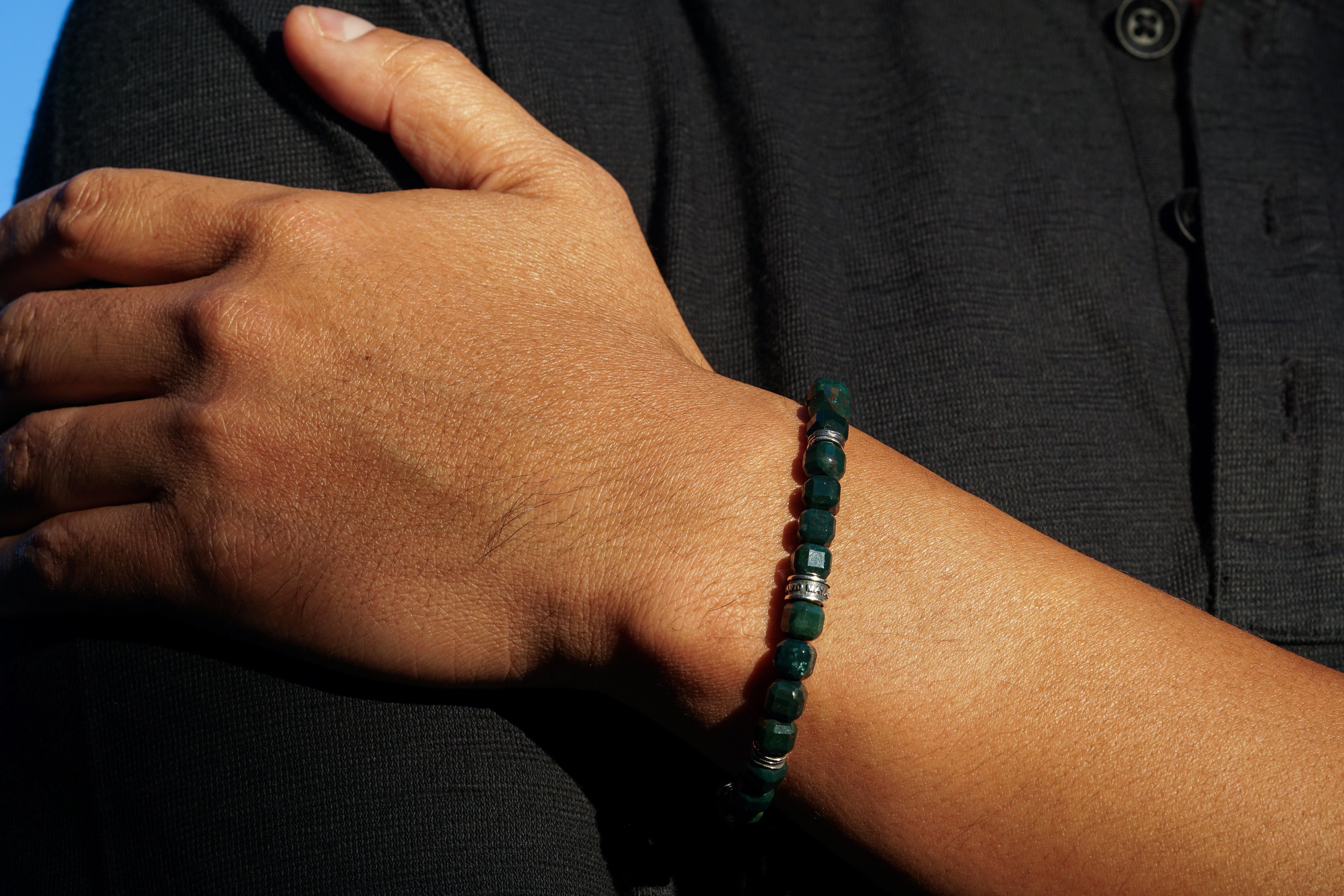 Eclipse Bracelet | Green Bloodstone & Sterling Silver
