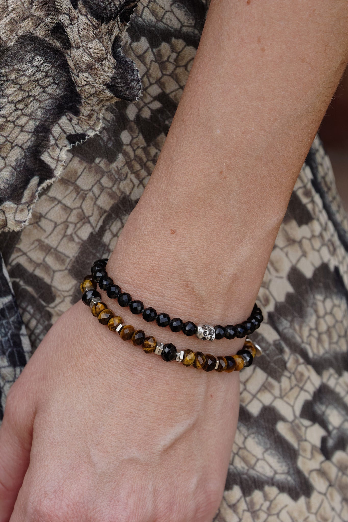 Phantom Bracelet | Black Spinel, Skull & Sterling Silver