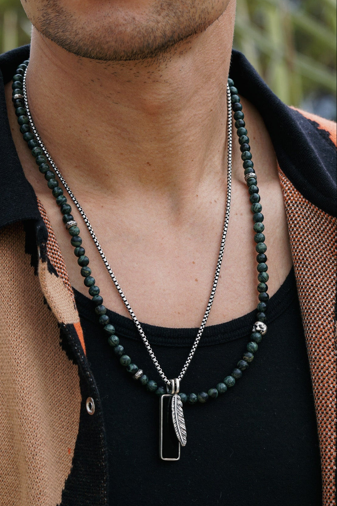 Outlander Necklace | Jasper, Skull & Sterling Silver