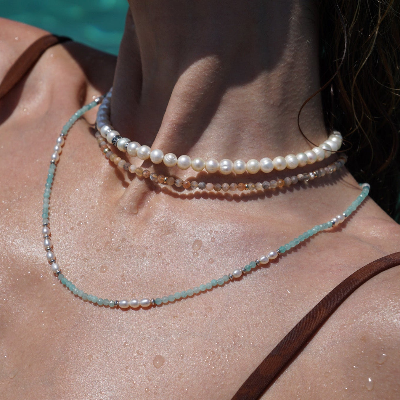 Azure Necklace | Amazonite, Pearls & Sterling Silver