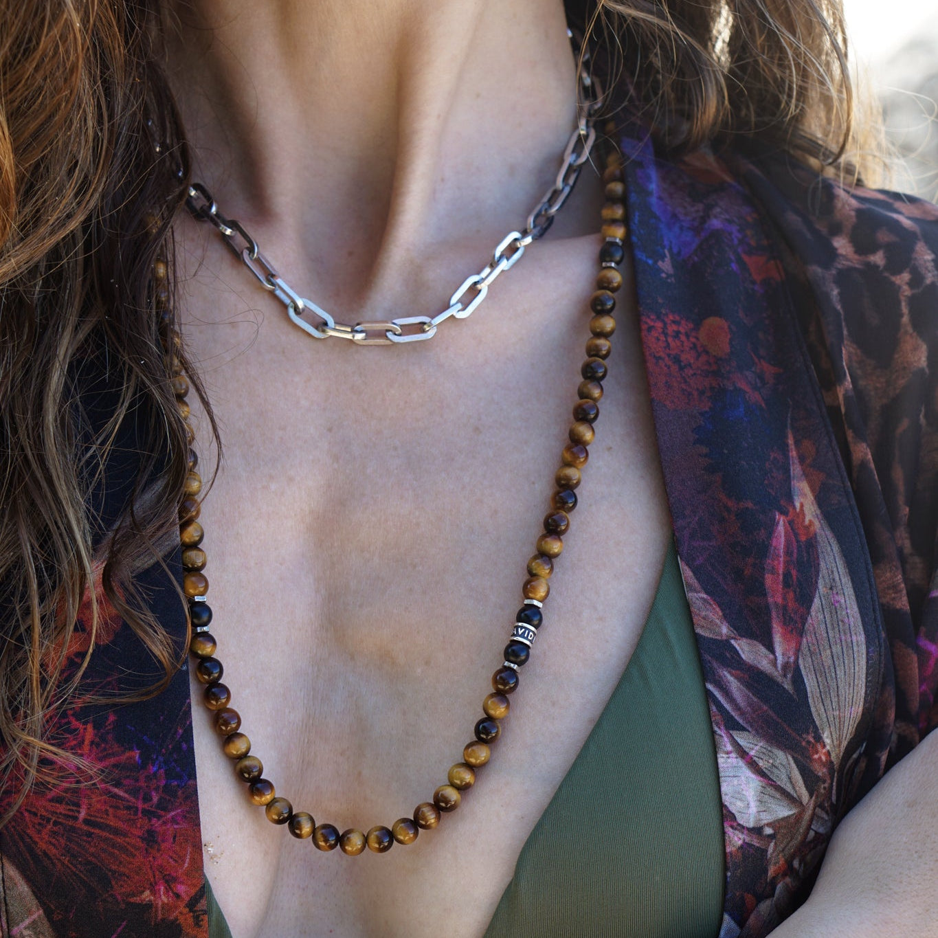 Guardian Necklace | Tiger's Eye, Onyx & Sterling Silver