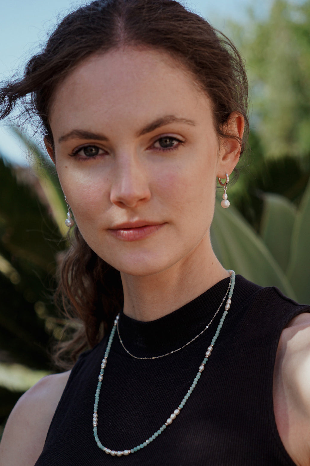 Duo Pearl Huggies | Sterling Silver