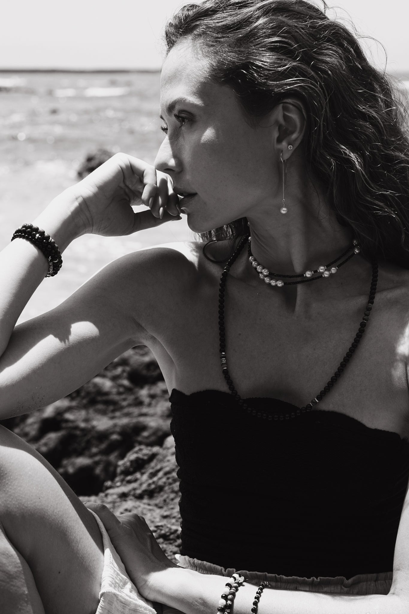 Noire Necklace | Black Spinel, Pearls & Sterling Silver