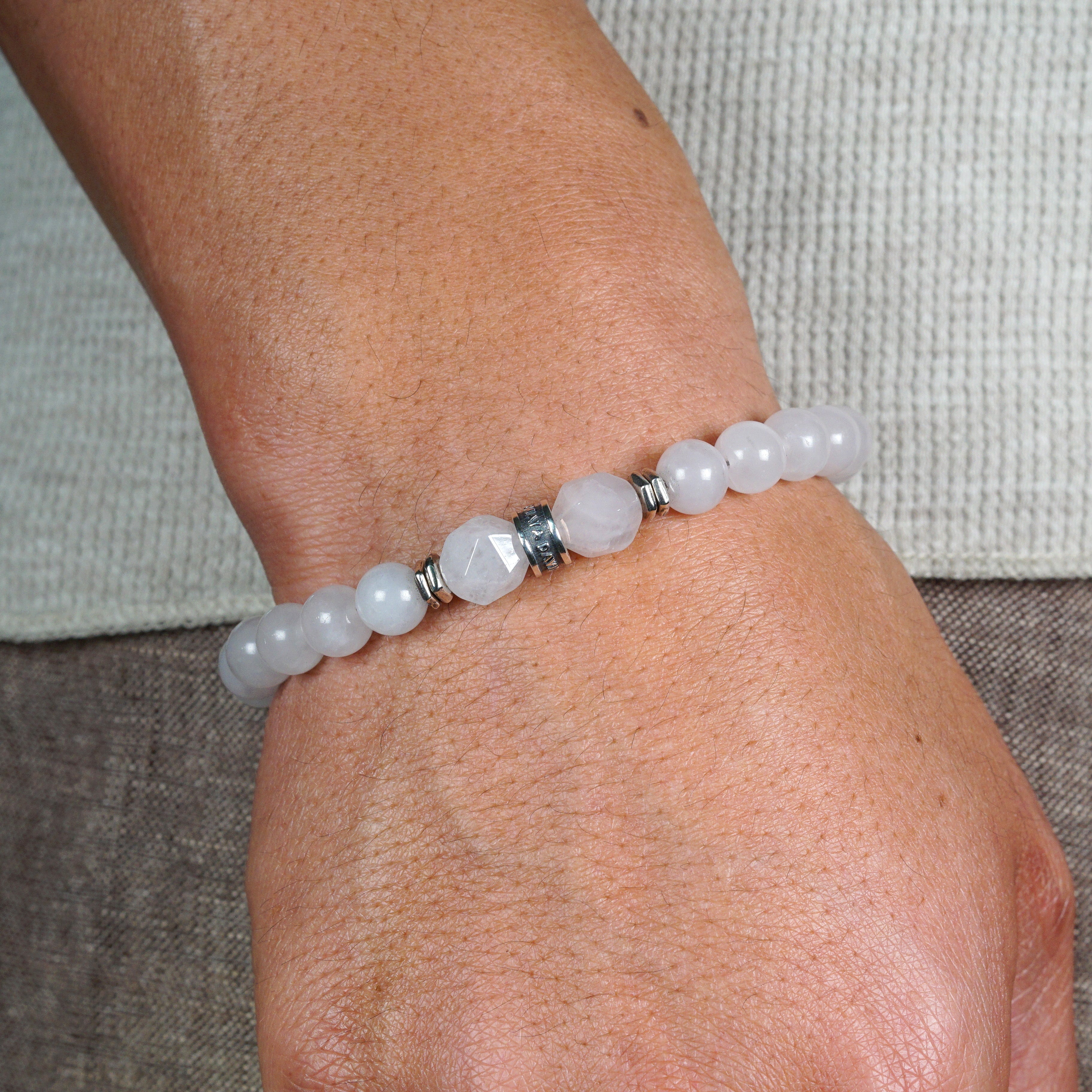 Rosecut Bold Bracelet | Rose Quartz & Sterling Silver
