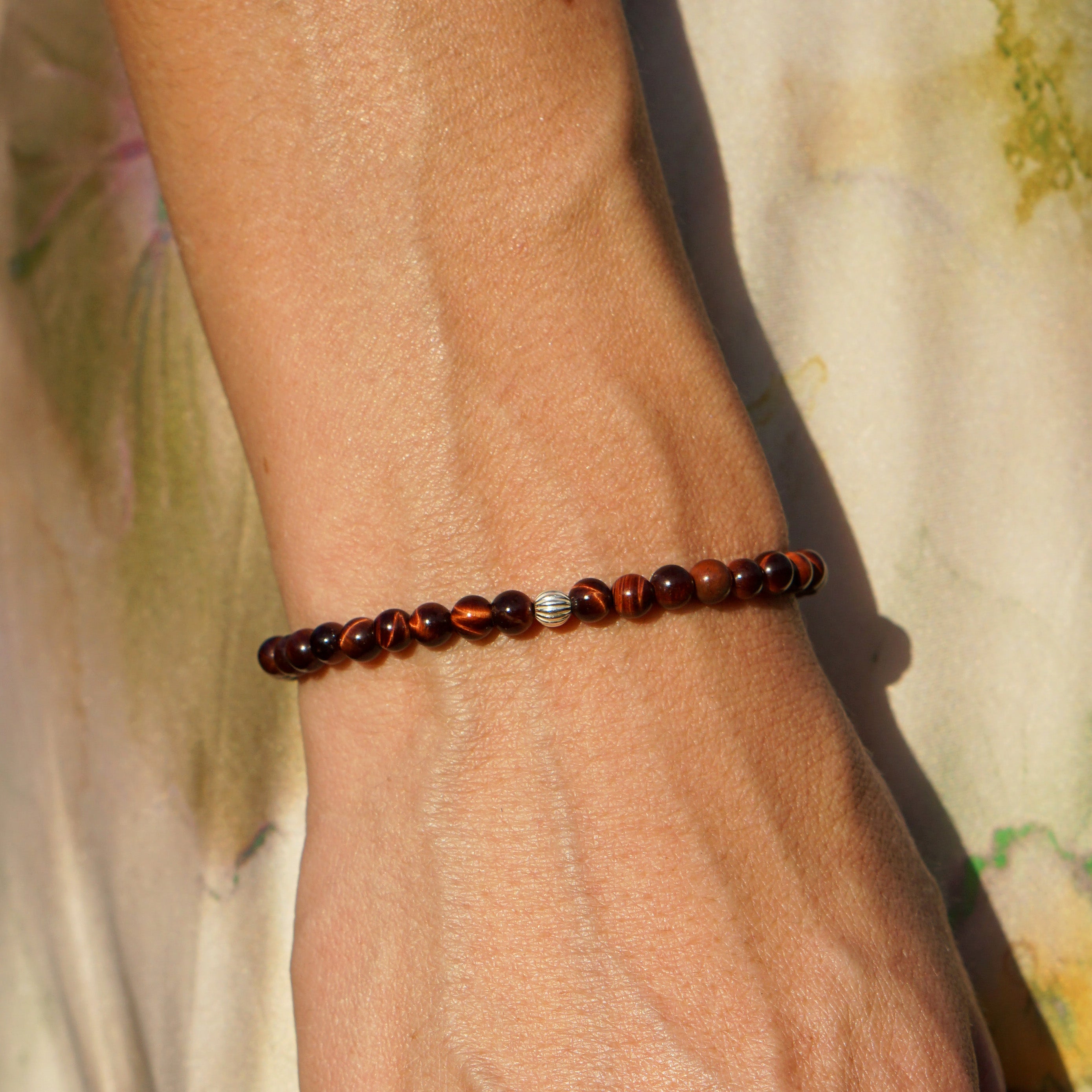 Refined Slim Bracelet | Red Tiger's Eye & Sterling Silver