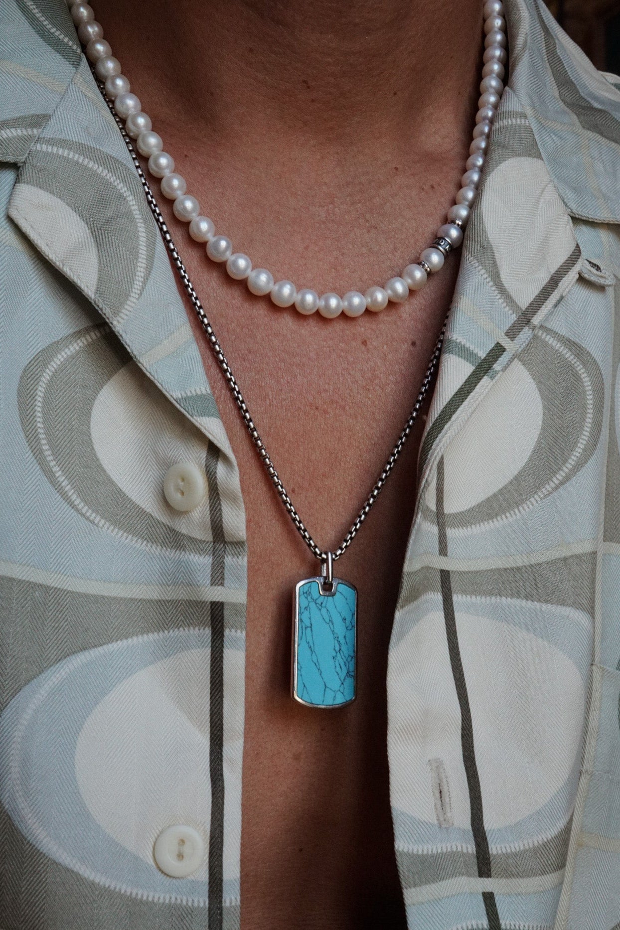 Horizon Tag Necklace | Turquoise & Sterling Silver