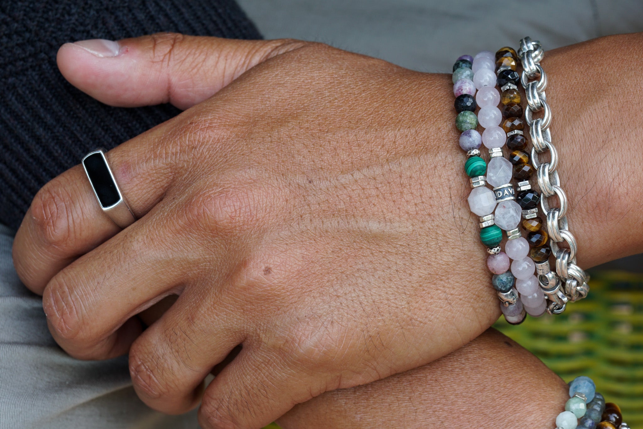 Edge of Love Bracelet | Tourmaline, Rose Quartz & Skull