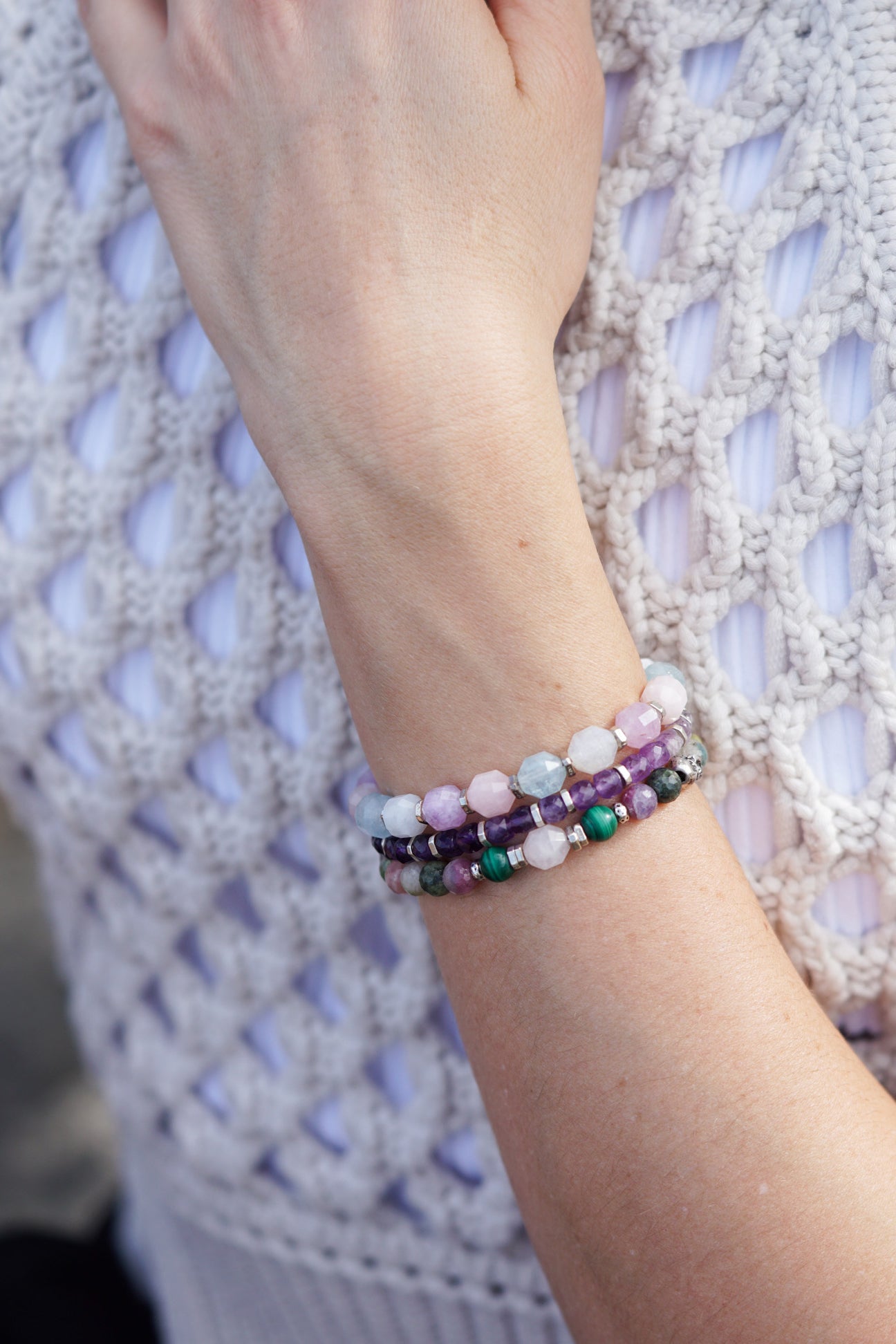 Edge of Love Bracelet | Tourmaline, Malachite, Rose Quartz & Skull