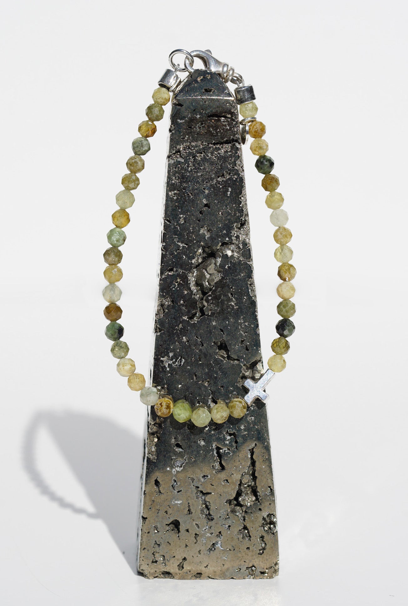 Crossroads Slim Bracelet | Faceted Jade & Sterling Silver