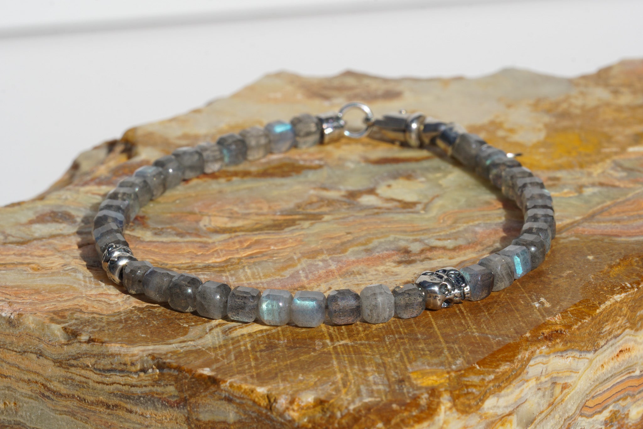 Phantom Ice Bracelet | Labradorite, Skull & Sterling Silver