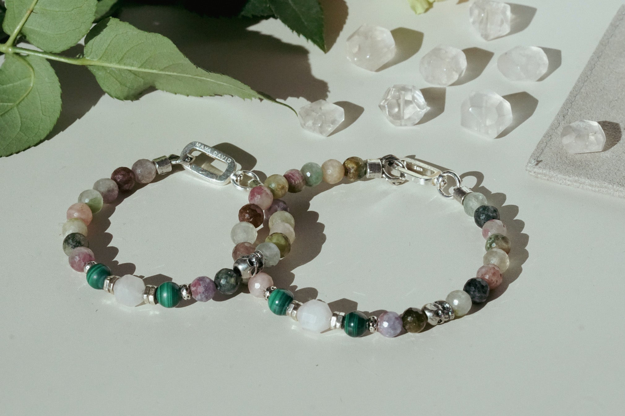 Edge of Love Bracelet | Tourmaline, Malachite, Rose Quartz & Skull