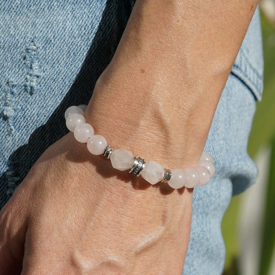 Rosa Bold Bracelet | Rose Quartz & Sterling Silver