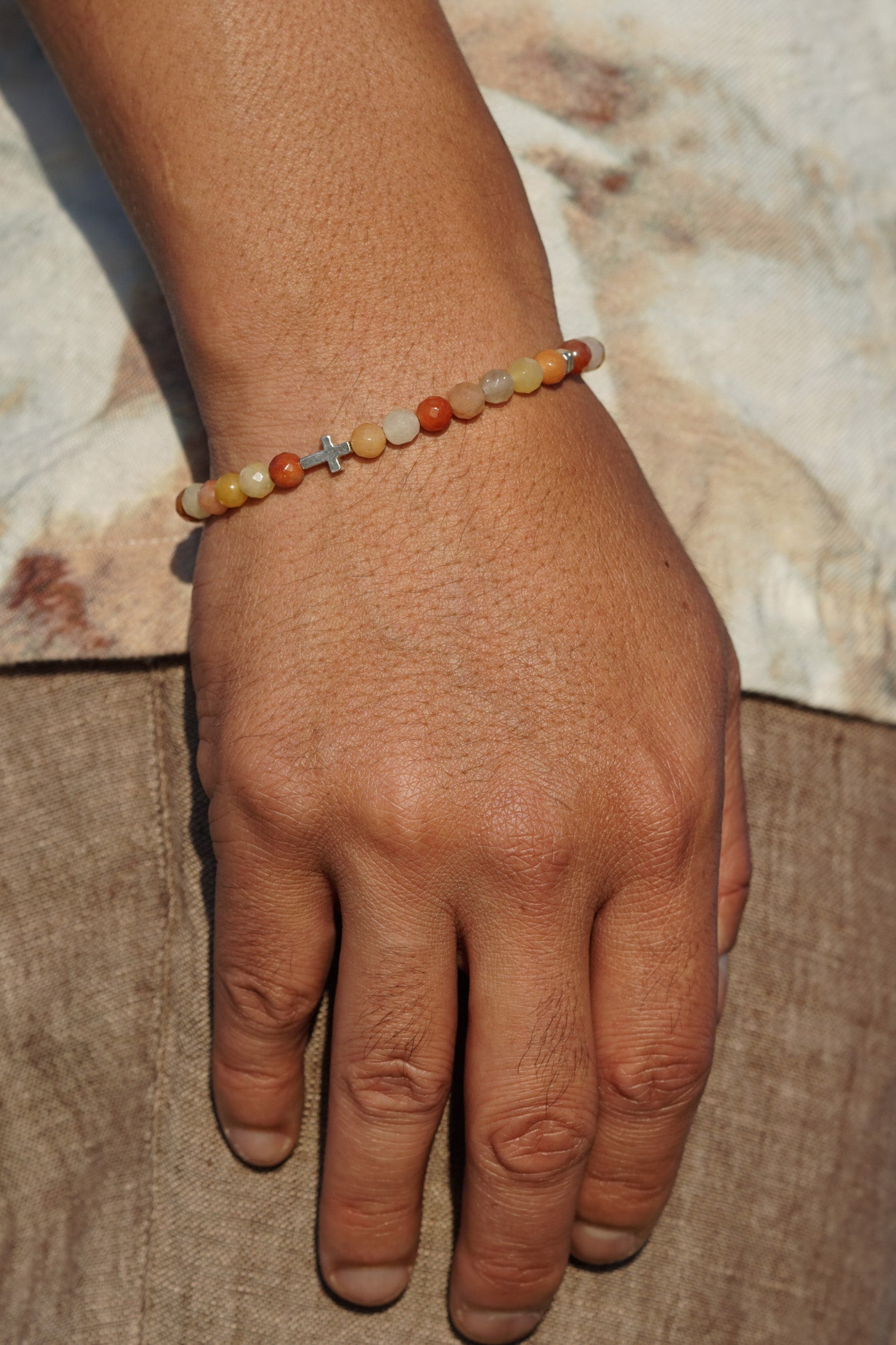 Mesa Cross Bracelet | Sunset Jade & Sterling Silver