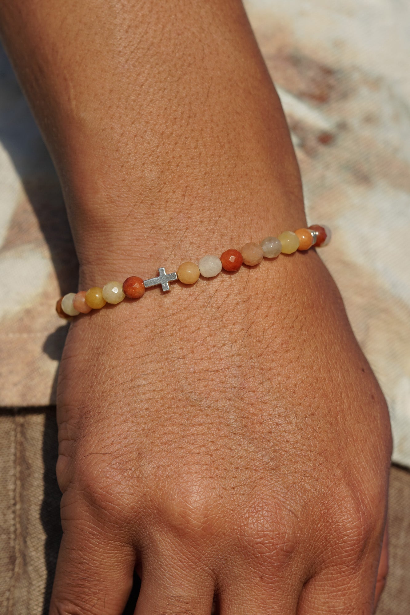 Mesa Cross Bracelet | Sunset Jade & Sterling Silver