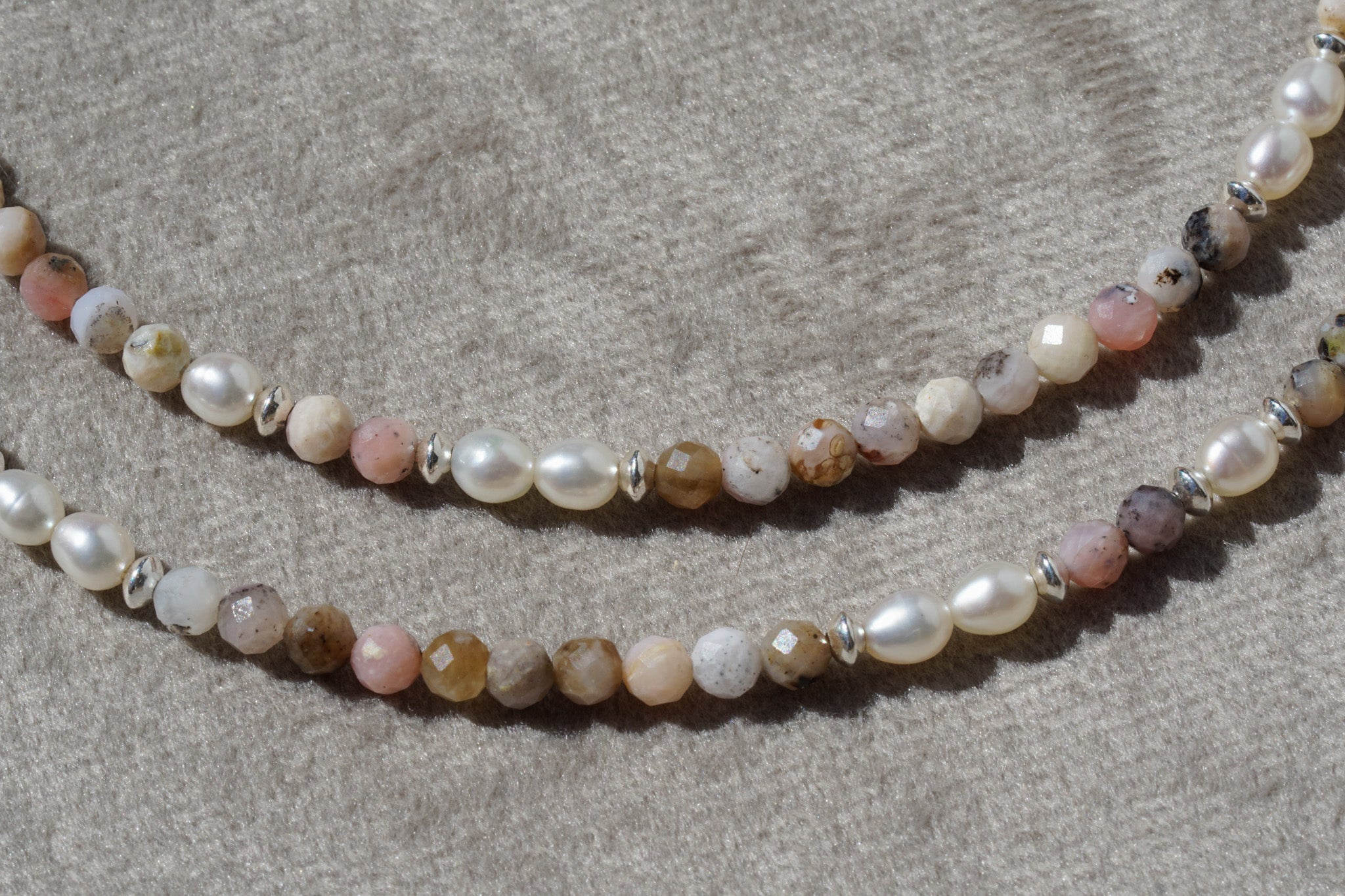 Cala Rosa Necklace | Pink Opal, Pearls & Sterling Silver