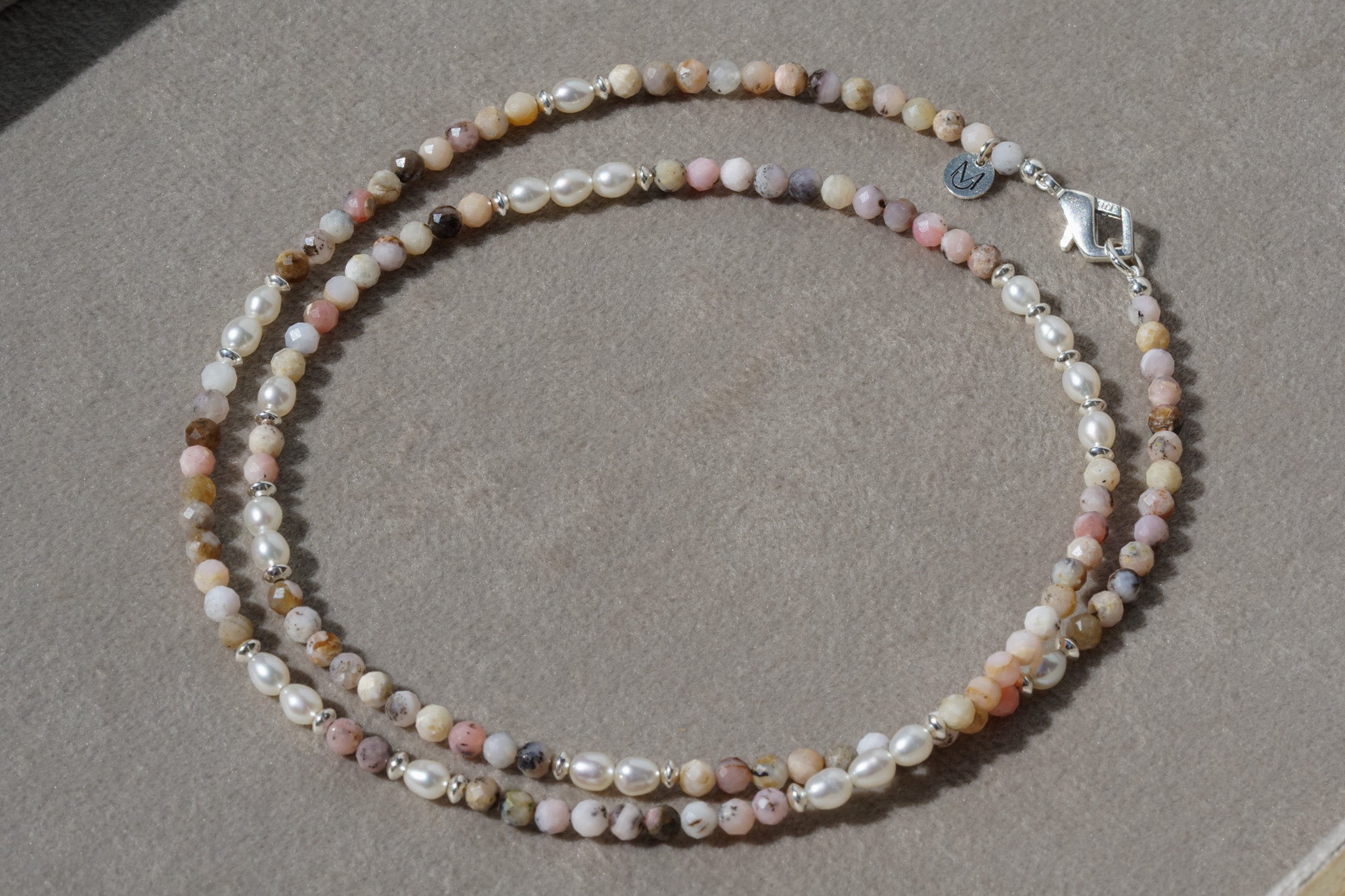 Cala Rosa Necklace | Pink Opal, Pearls & Sterling Silver