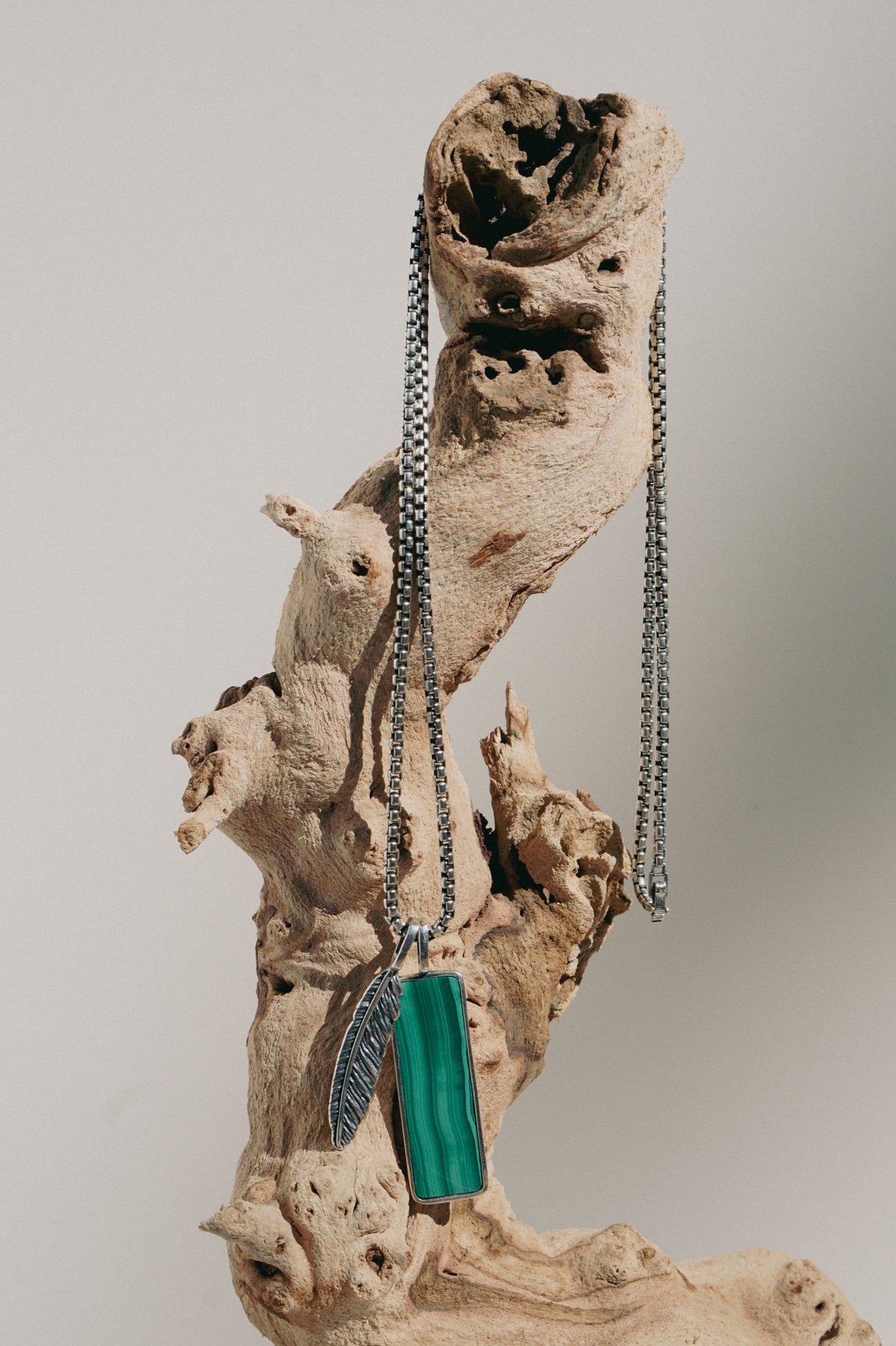 Flight Tag Necklace | Malachite & Sterling Silver