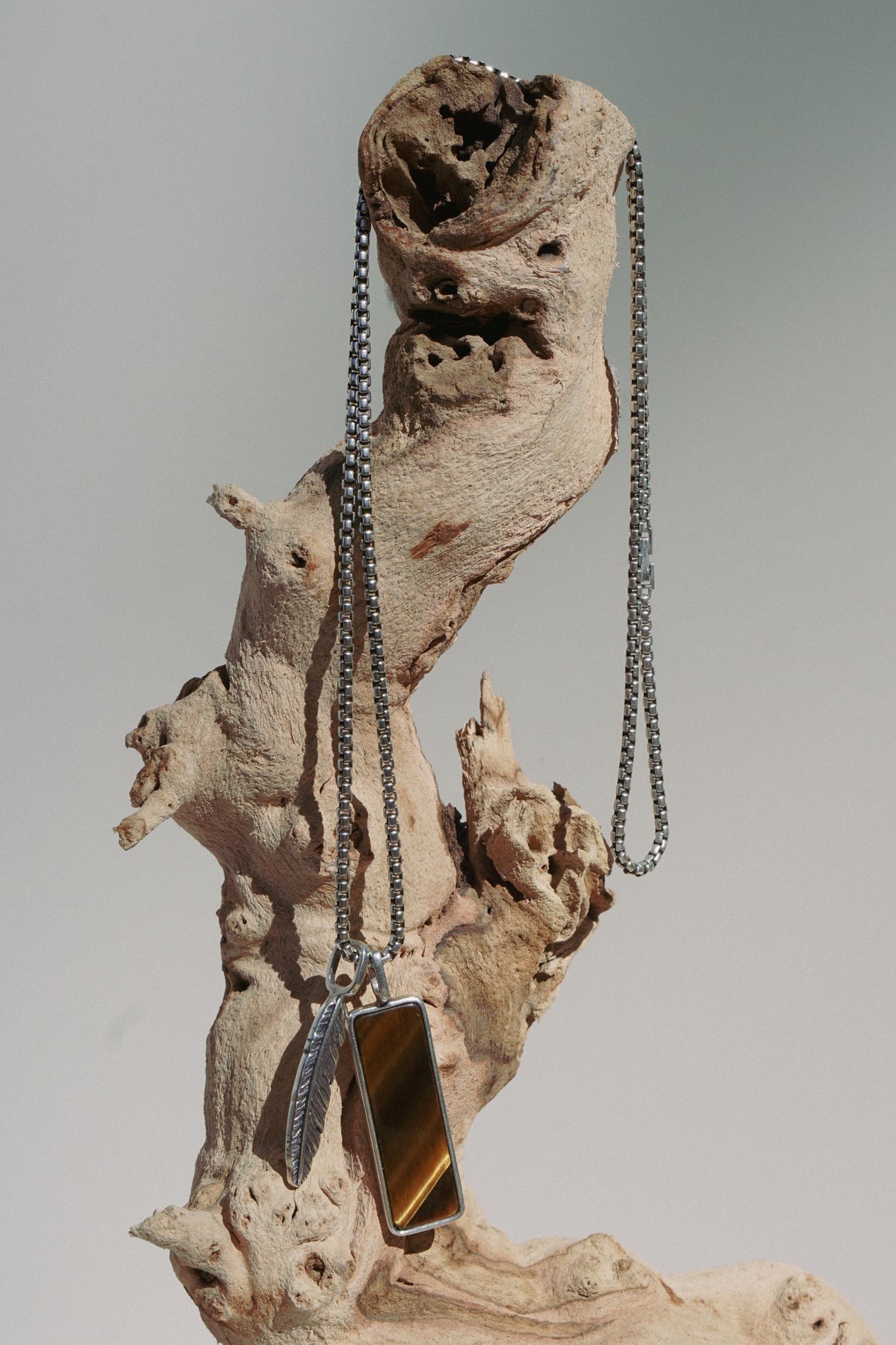 Flight Tag Necklace | Tiger's Eye & Sterling Silver