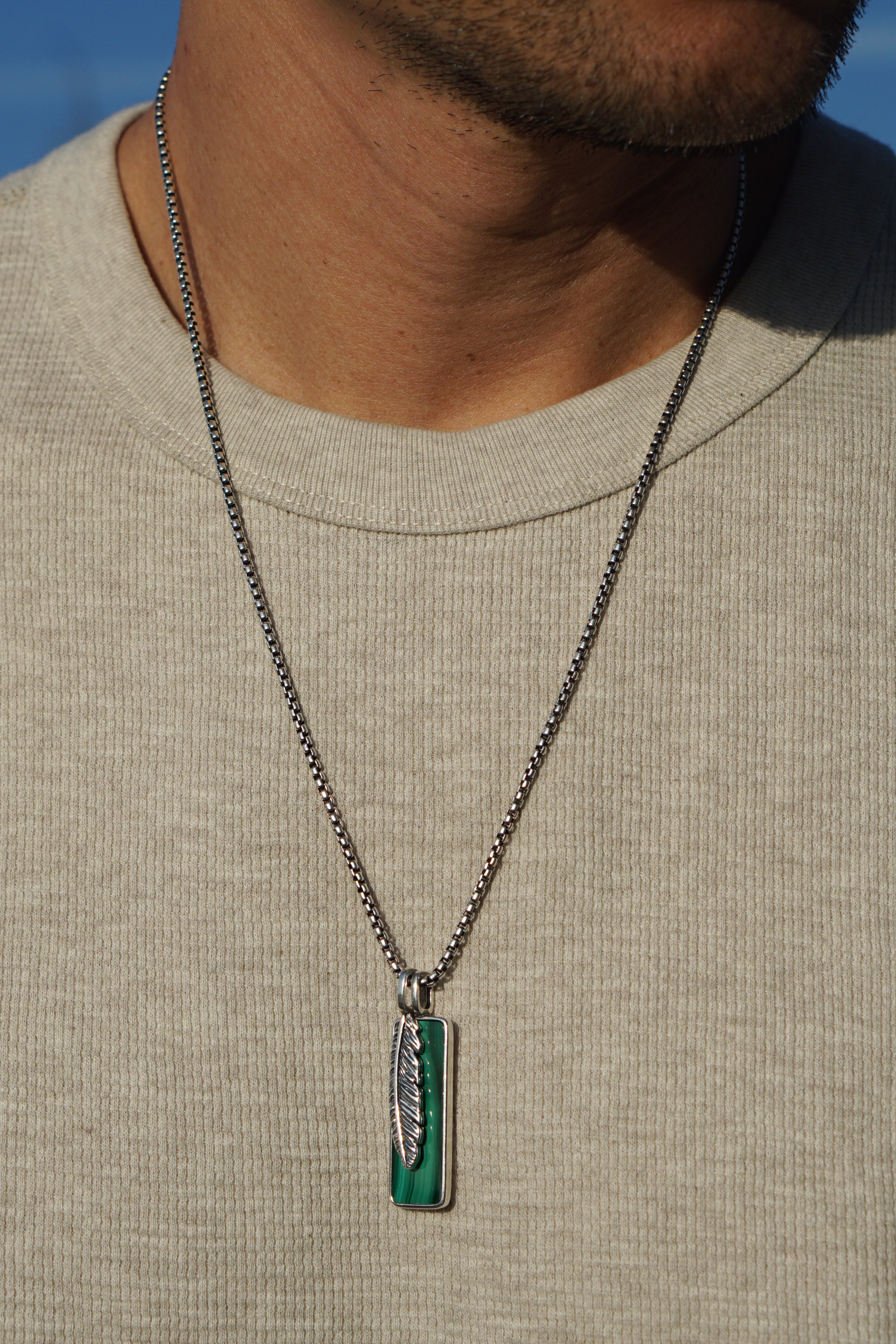 Flight Tag Necklace | Malachite & Sterling Silver