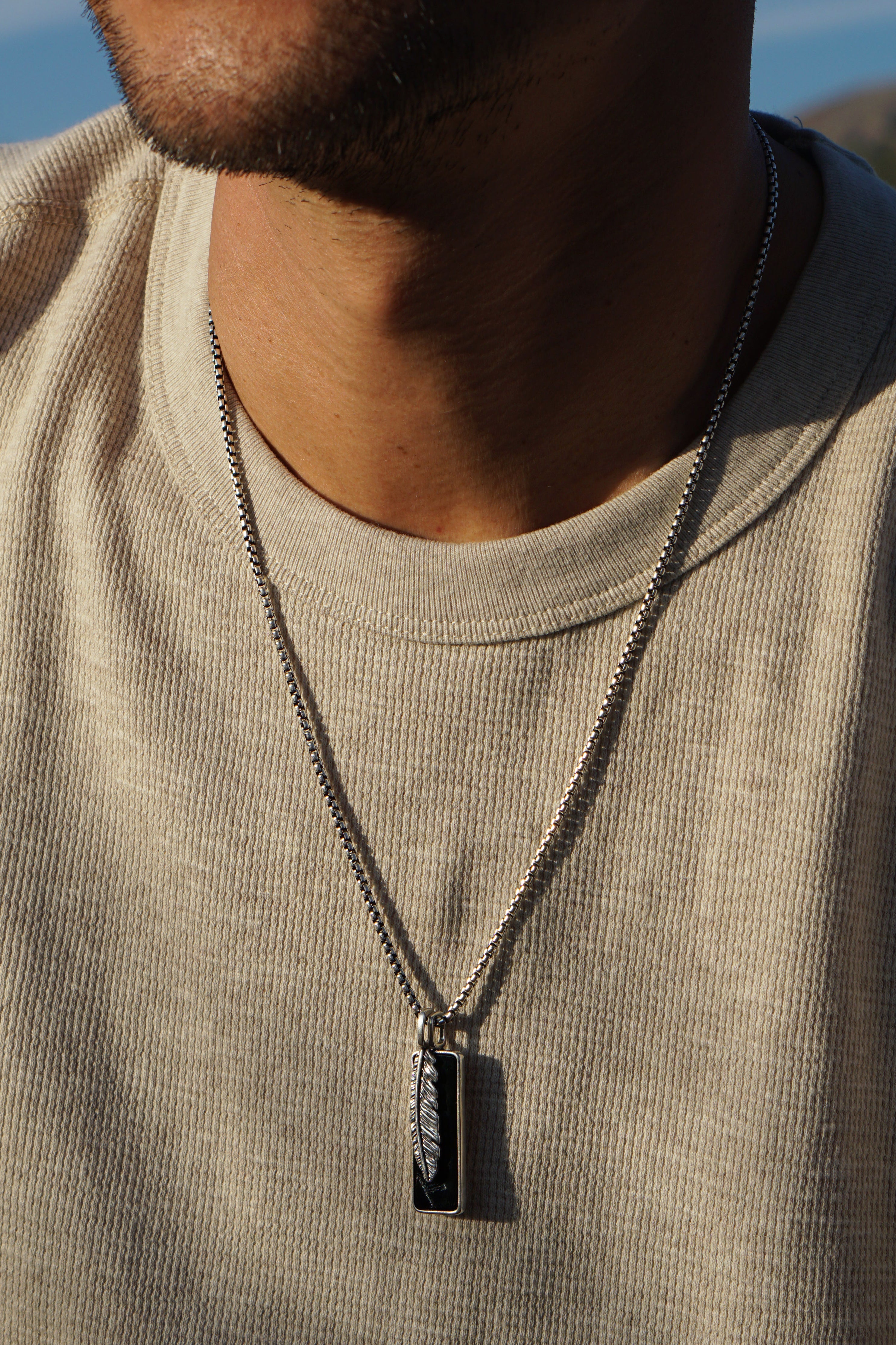 Flight Tag Necklace | Onyx & Sterling Silver