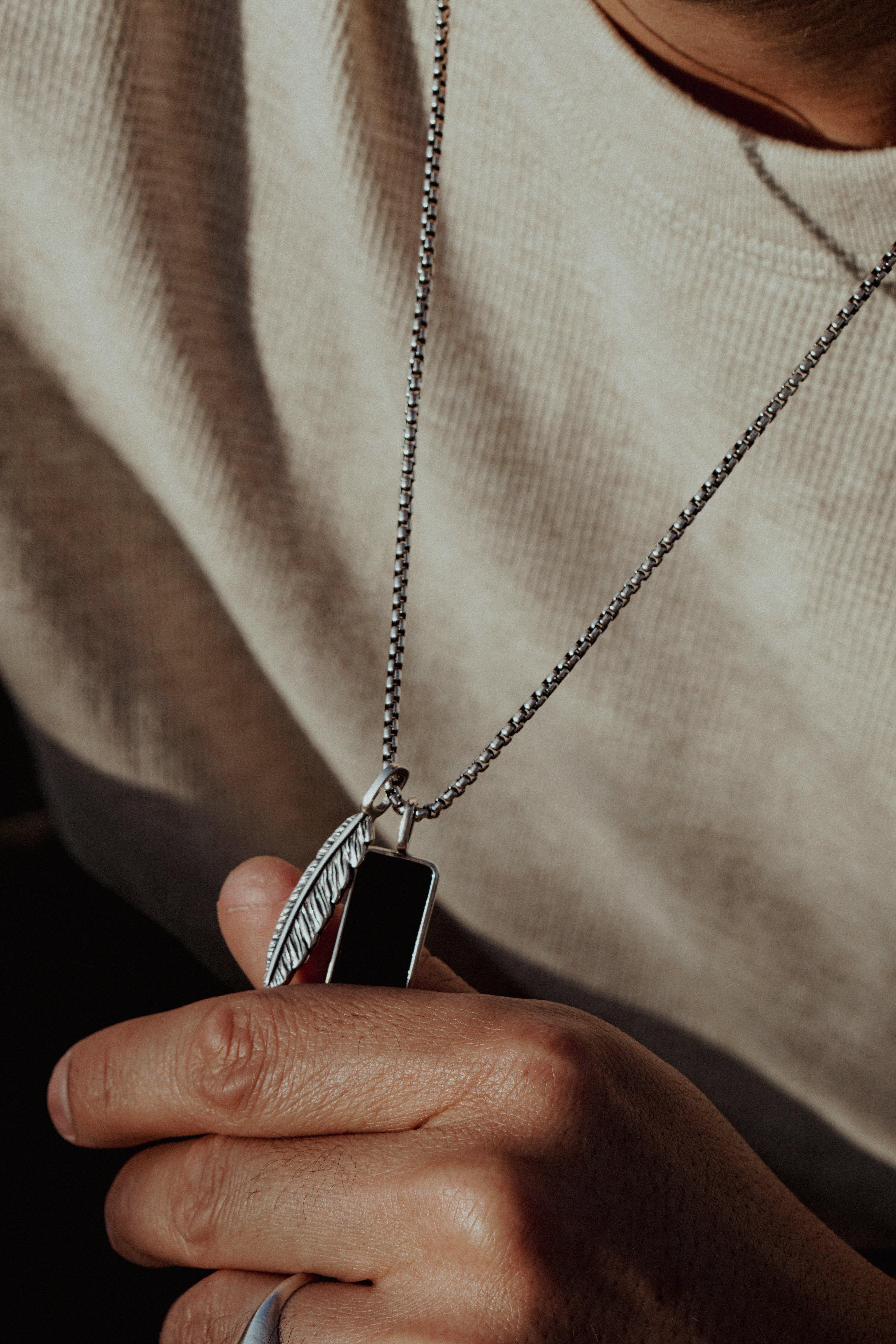Flight Tag Necklace | Onyx & Sterling Silver