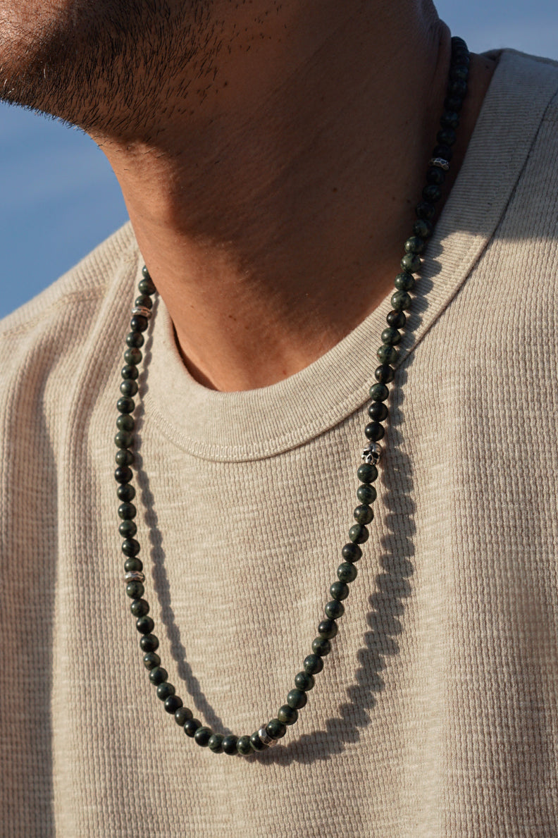 Outlander Necklace | Jasper, Skull & Sterling Silver