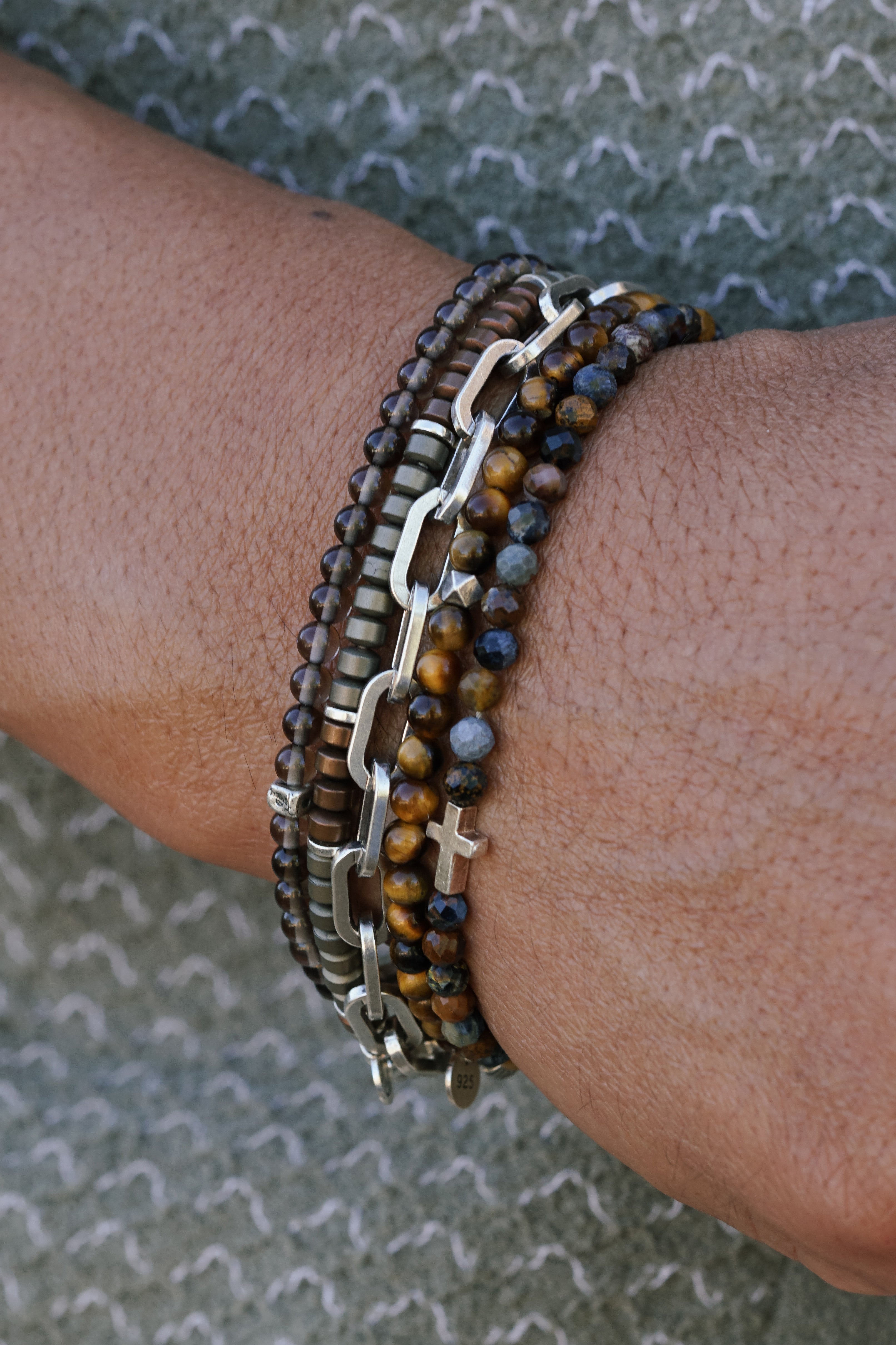 Flux Bracelet | Bronze Hematite & Sterling Silver