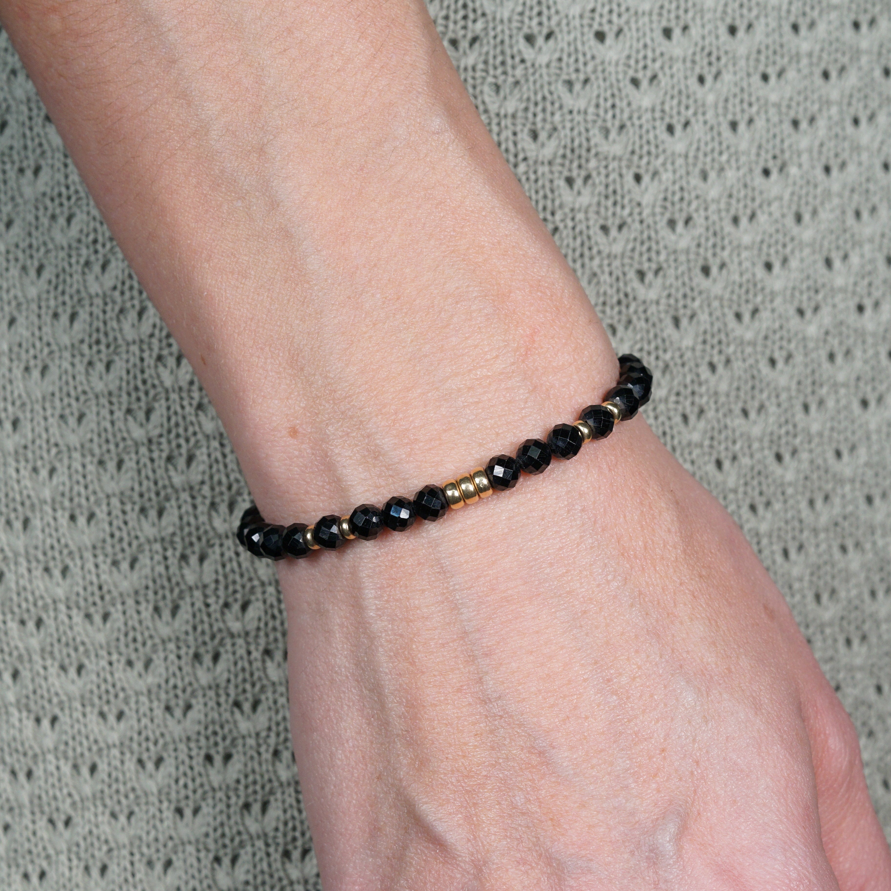 Eclipse Bracelet | 14K Gold & Black Spinel