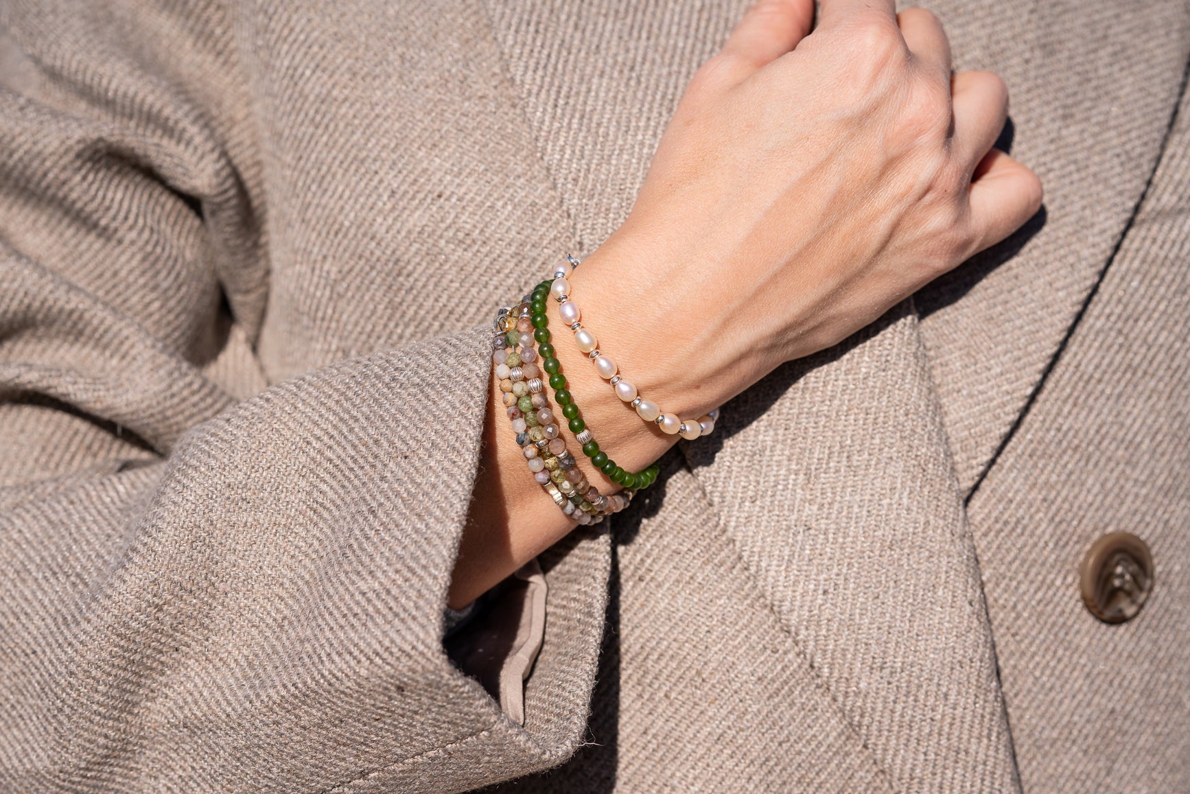 Refined Slim Bracelet | Jade & Sterling Silver
