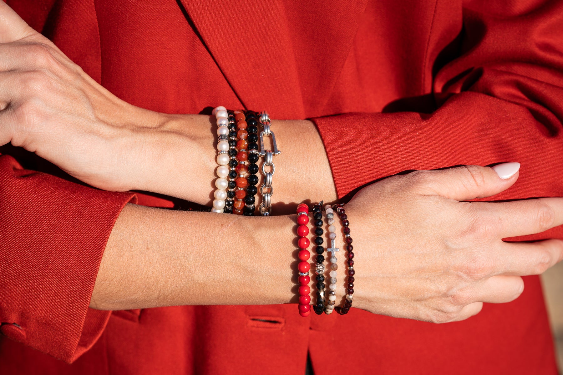 Refined Signature Bracelet | Red Coral & Sterling Silver