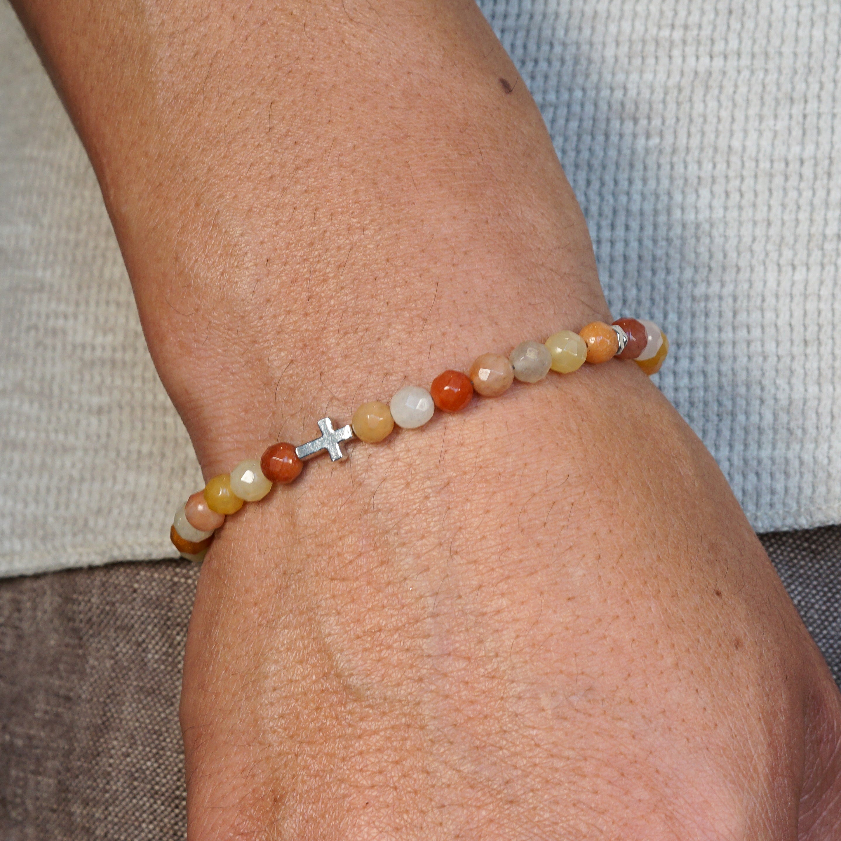 Mesa Cross Bracelet | Sunset Jade & Sterling Silver