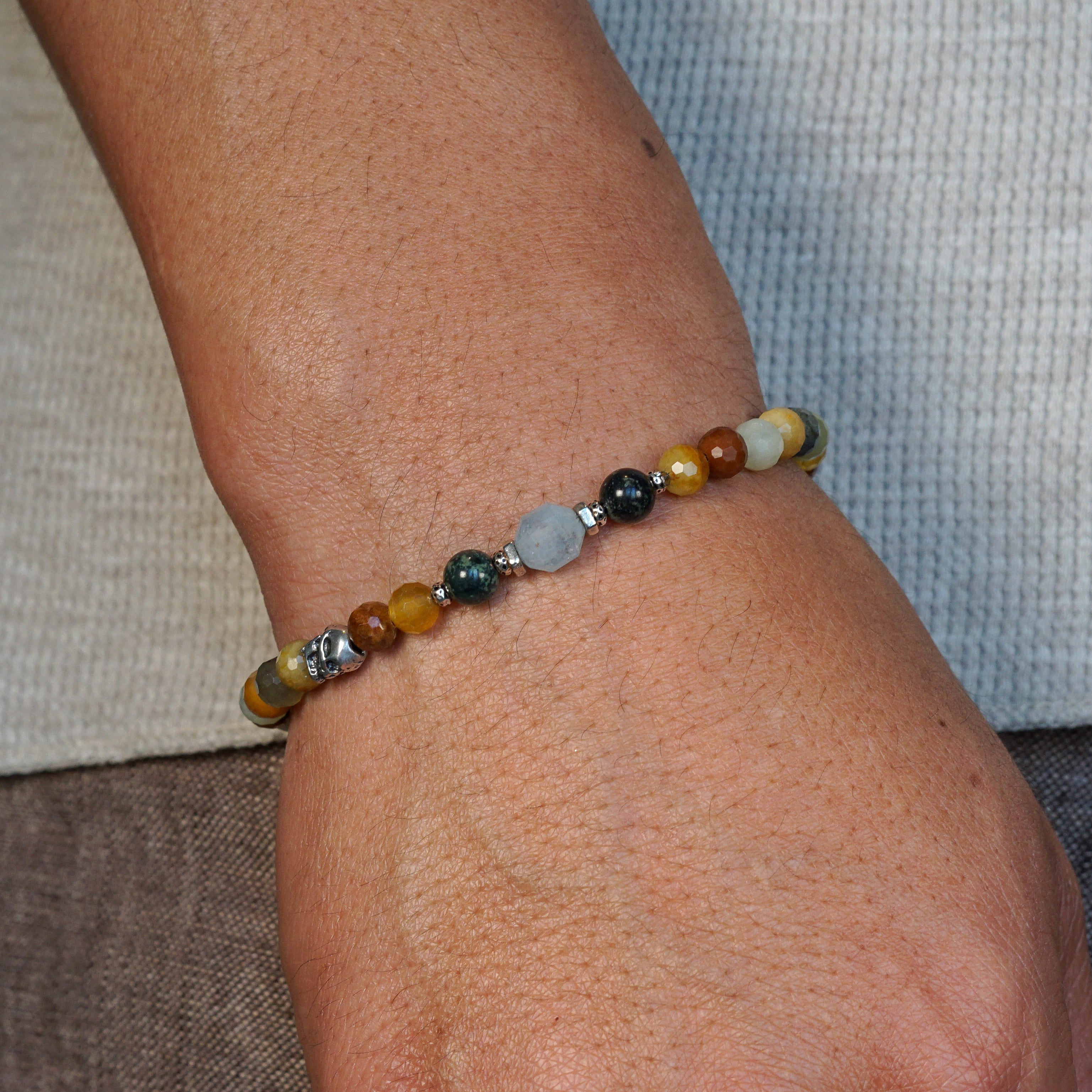 Riftwalker Bracelet | Serpentine Jade, Jasper, Aquamarine & Skull