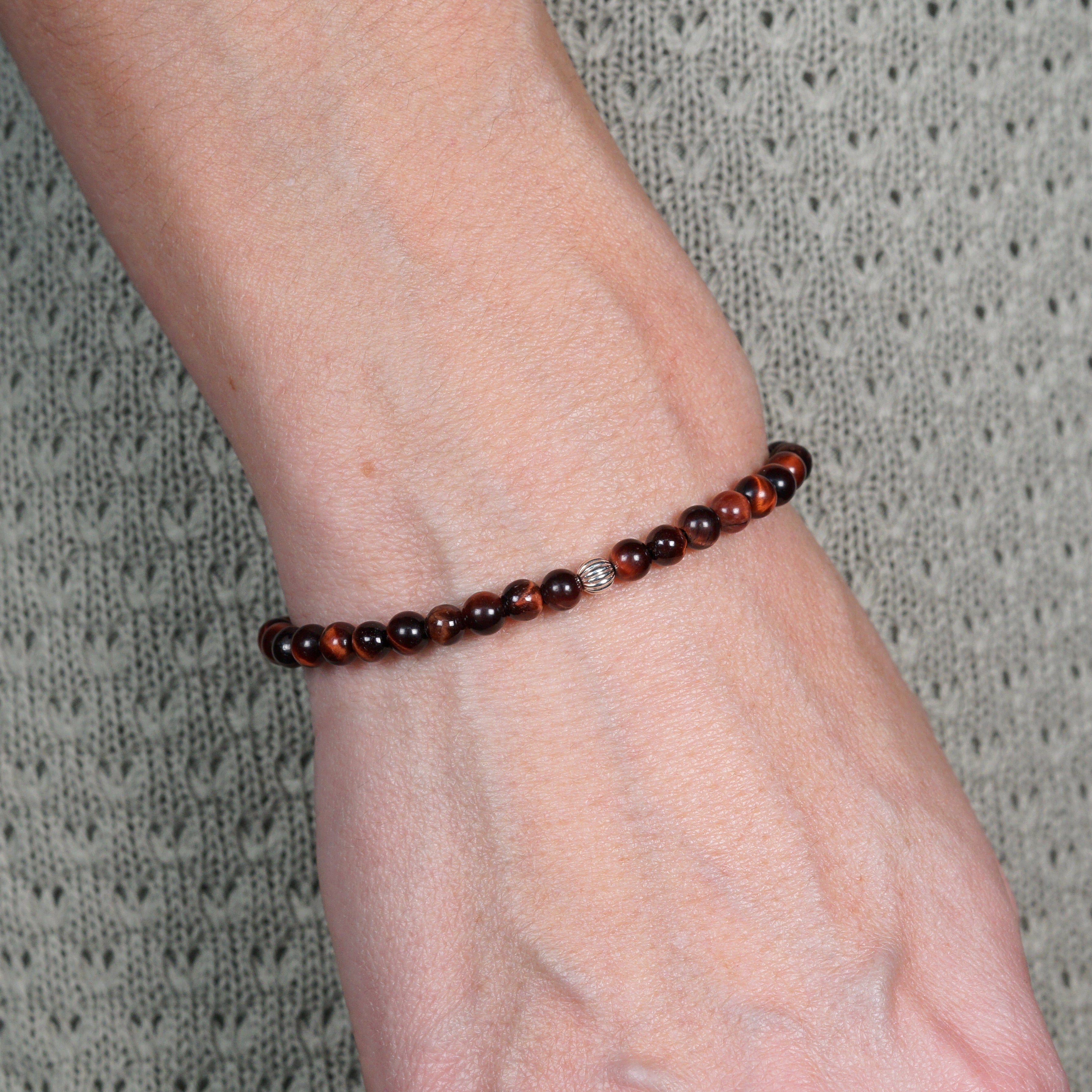 Refined Slim Bracelet | Red Tiger's Eye & Sterling Silver