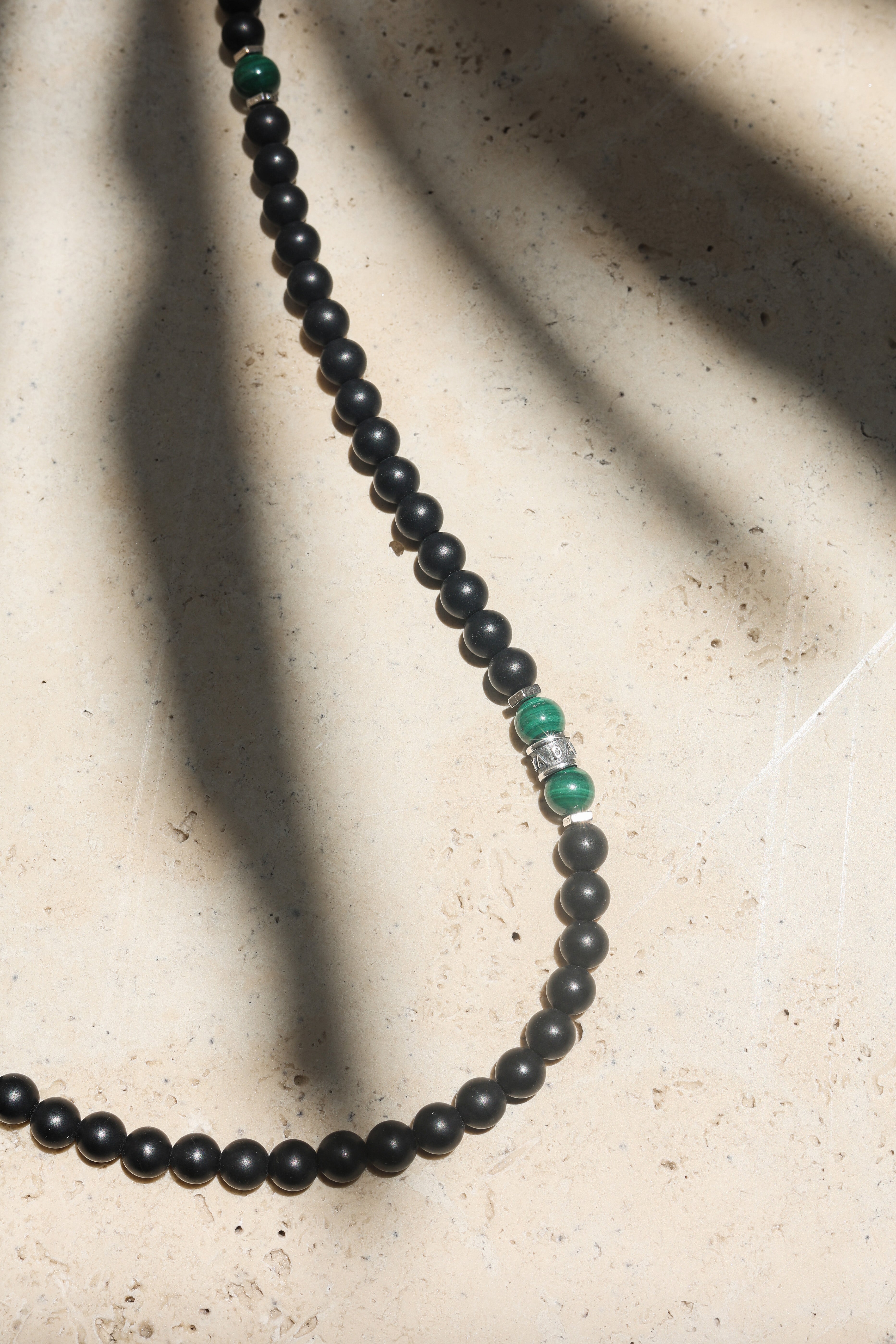 Anchor Necklace | Matte Onyx, Malachite & Sterling Silver