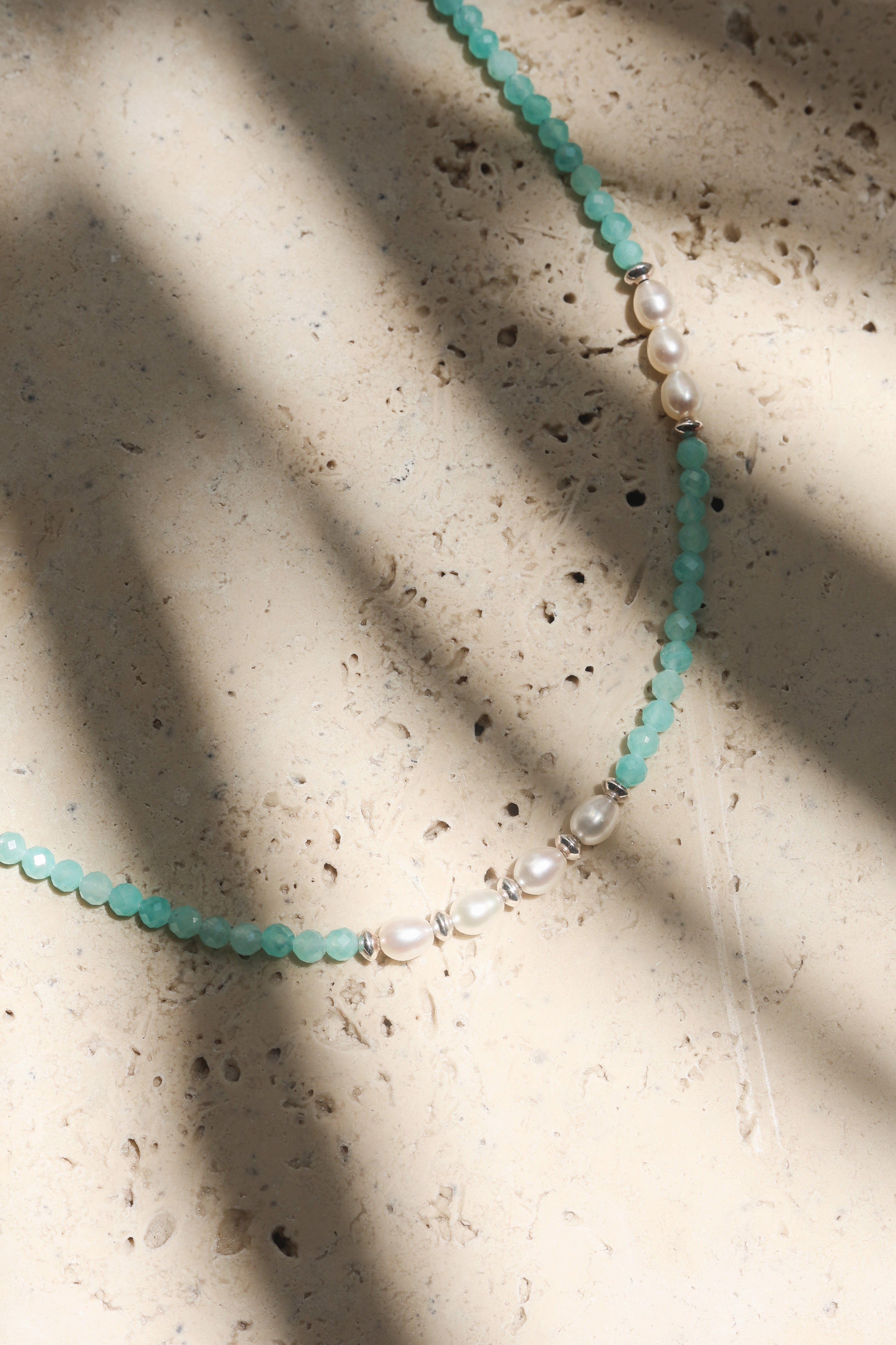 Azure Necklace | Amazonite, Pearls & Sterling Silver