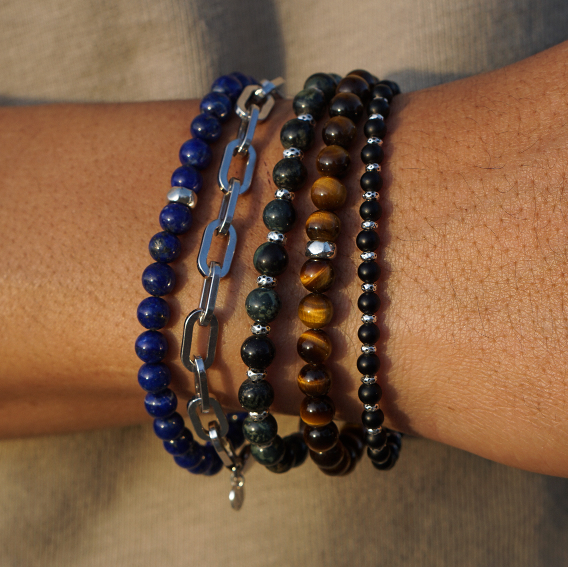 Strata Slim Bracelet | Matte Onyx & Sterling Silver