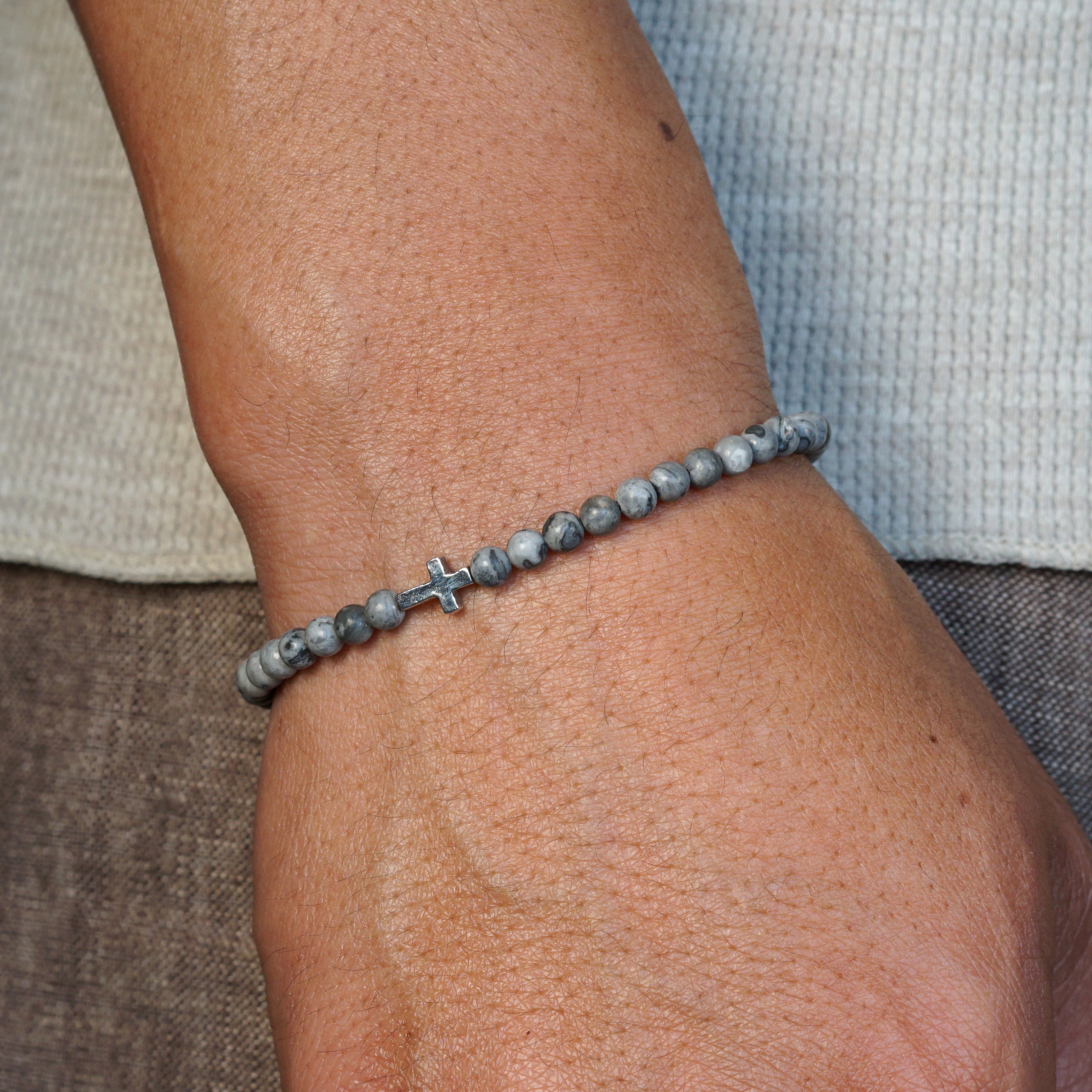 Crossroads Slim Bracelet | Gray Jasper & Sterling Silver