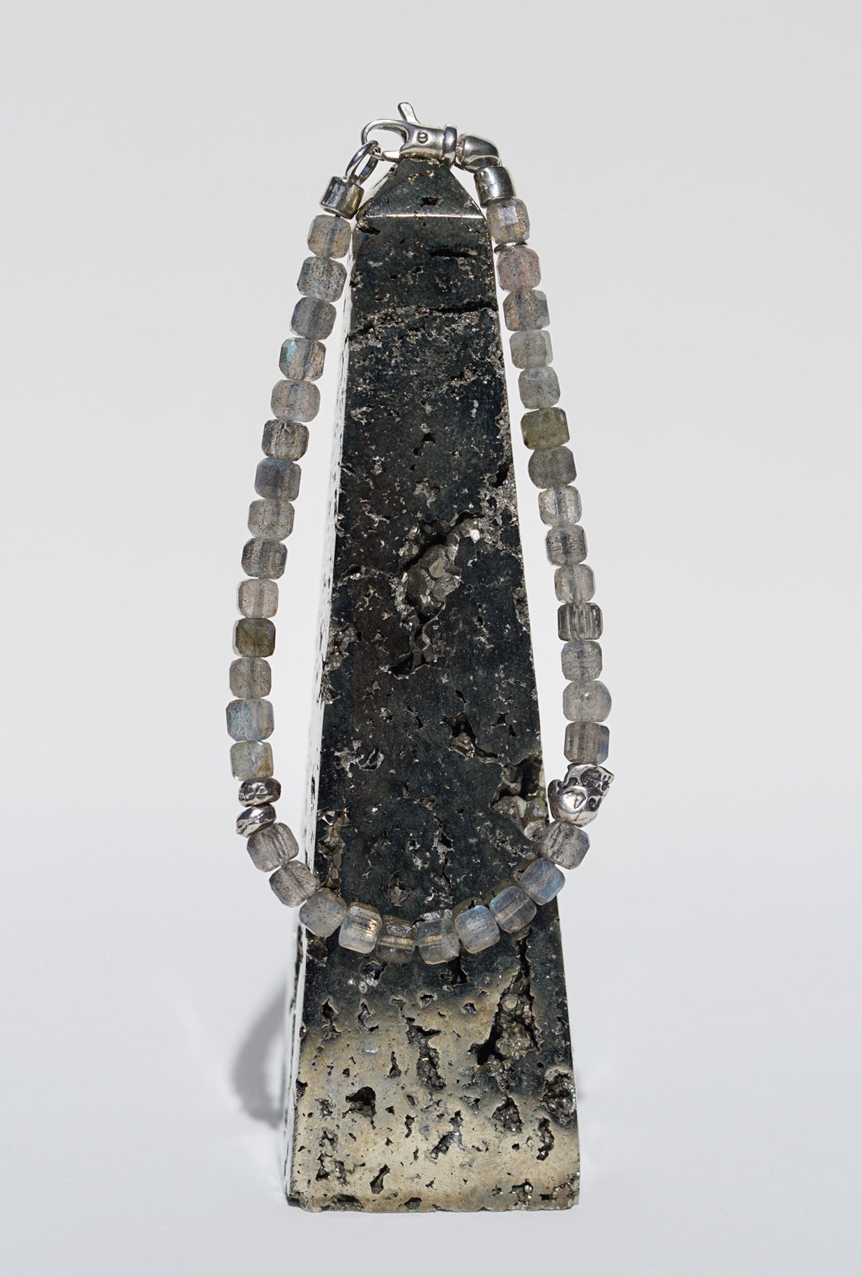Phantom Ice Bracelet | Labradorite, Skull & Sterling Silver