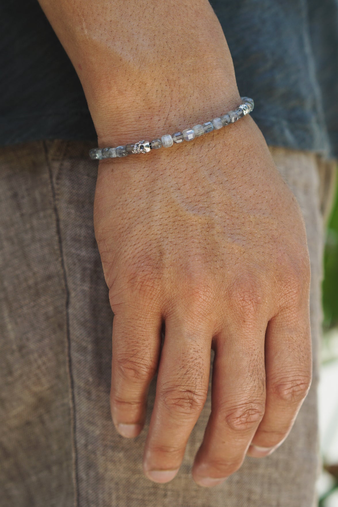 Phantom Ice Bracelet | Labradorite, Skull & Sterling Silver