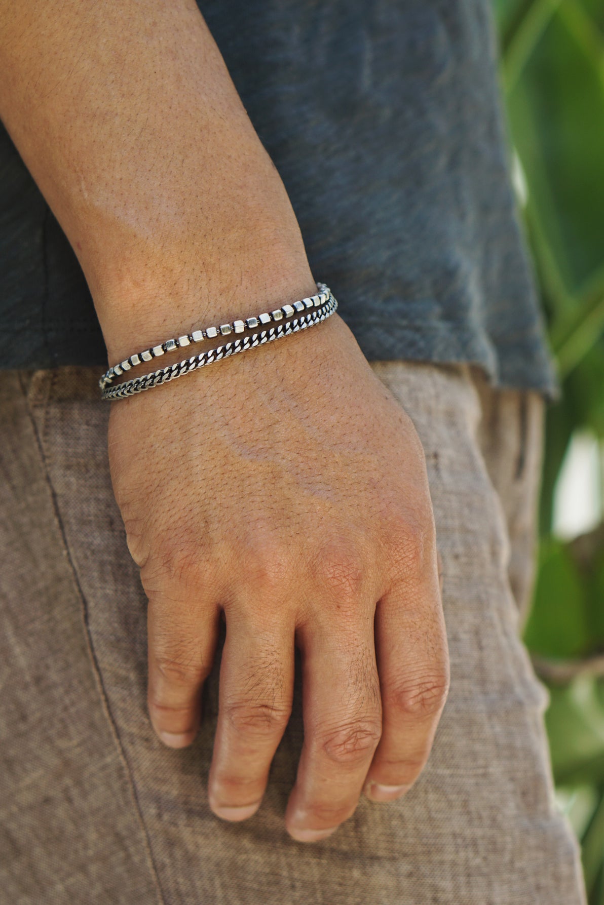 Twin Pillar Bracelet | Oxidized Sterling Silver