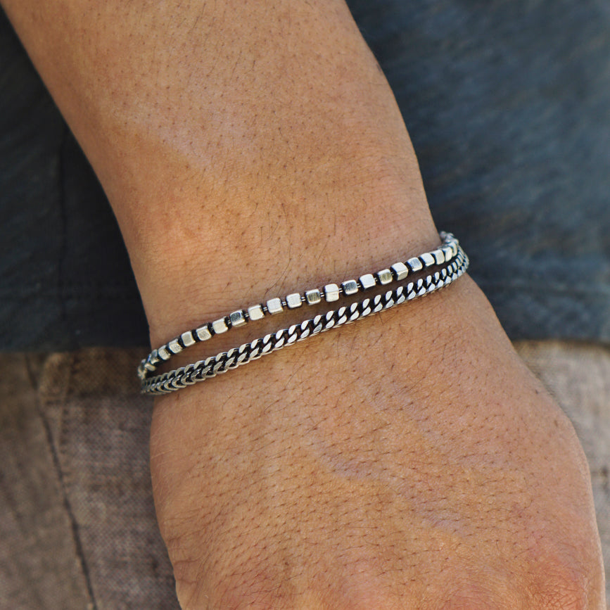 Twin Pillar Bracelet | Oxidized Sterling Silver
