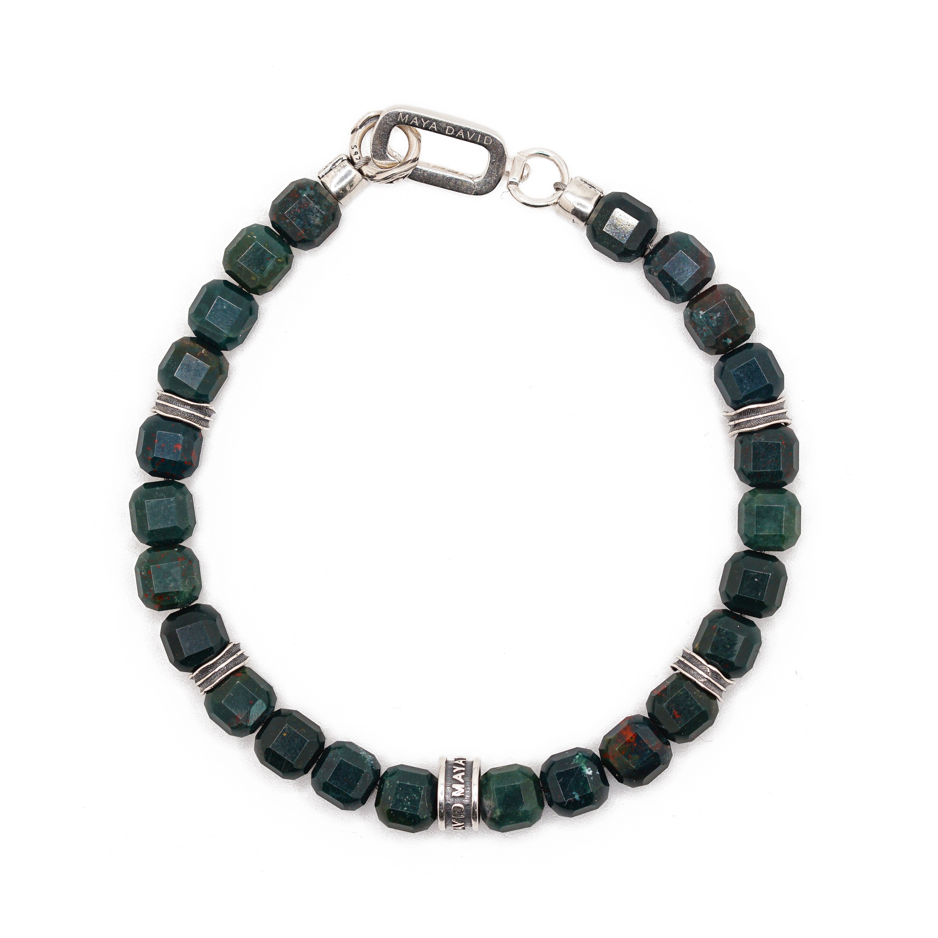 Eclipse Bracelet | Green Bloodstone & Sterling Silver