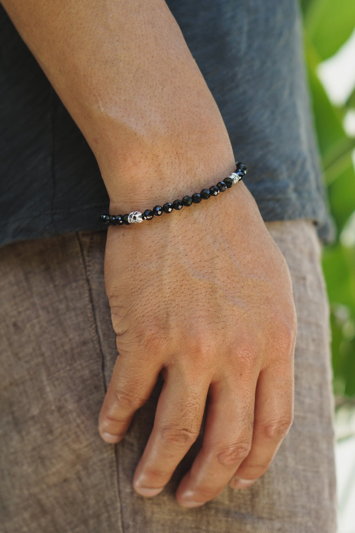 Phantom Bracelet | Black Spinel, Skull & Sterling Silver