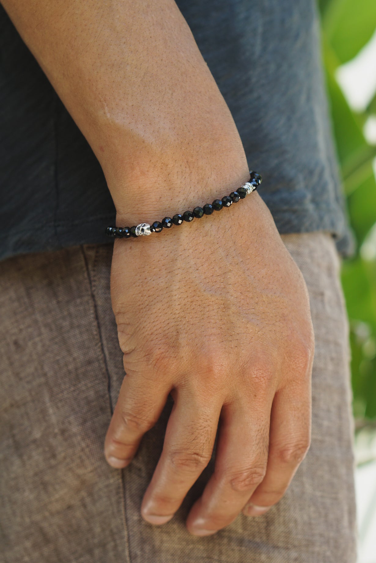 Black Spinel & Skull | Sterling Silver | 5mm