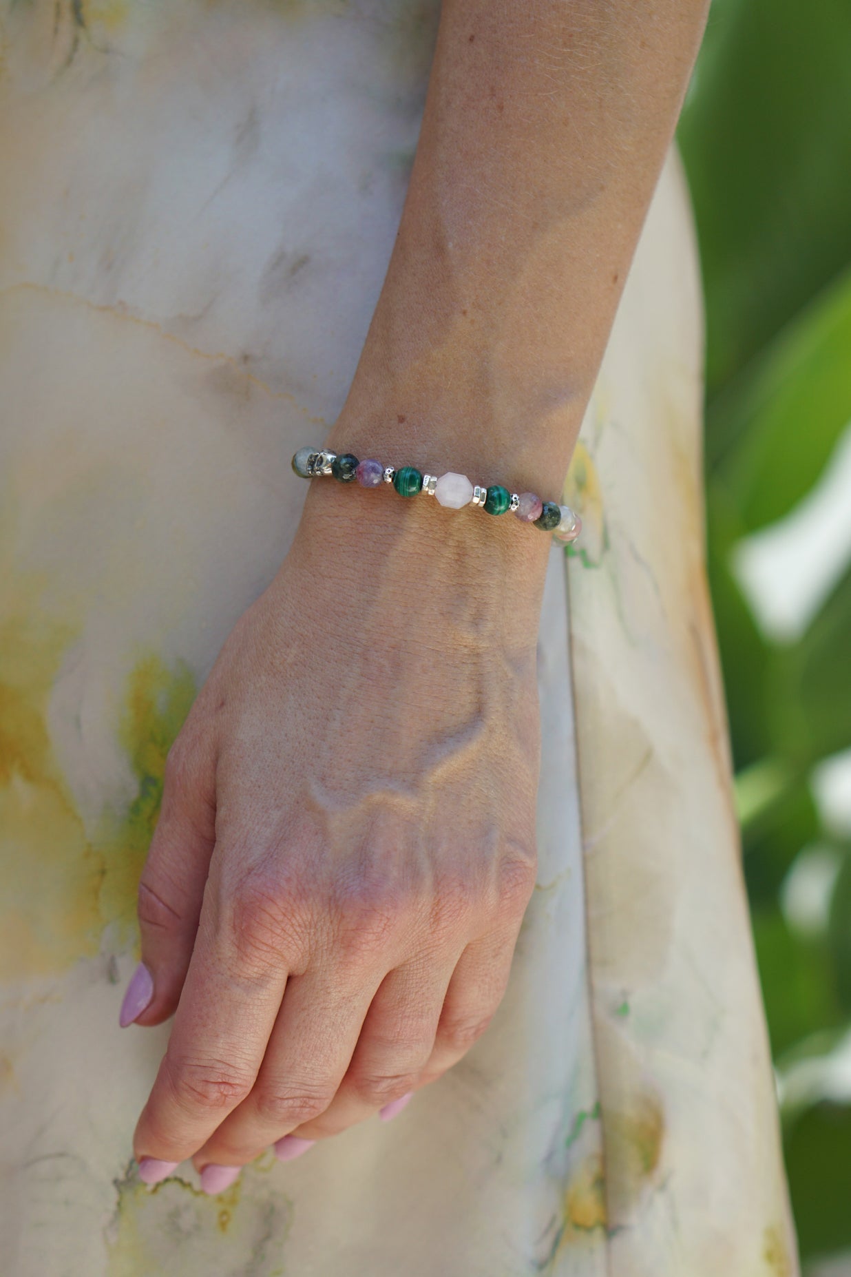 Edge of Love Bracelet | Tourmaline, Rose Quartz & Skull